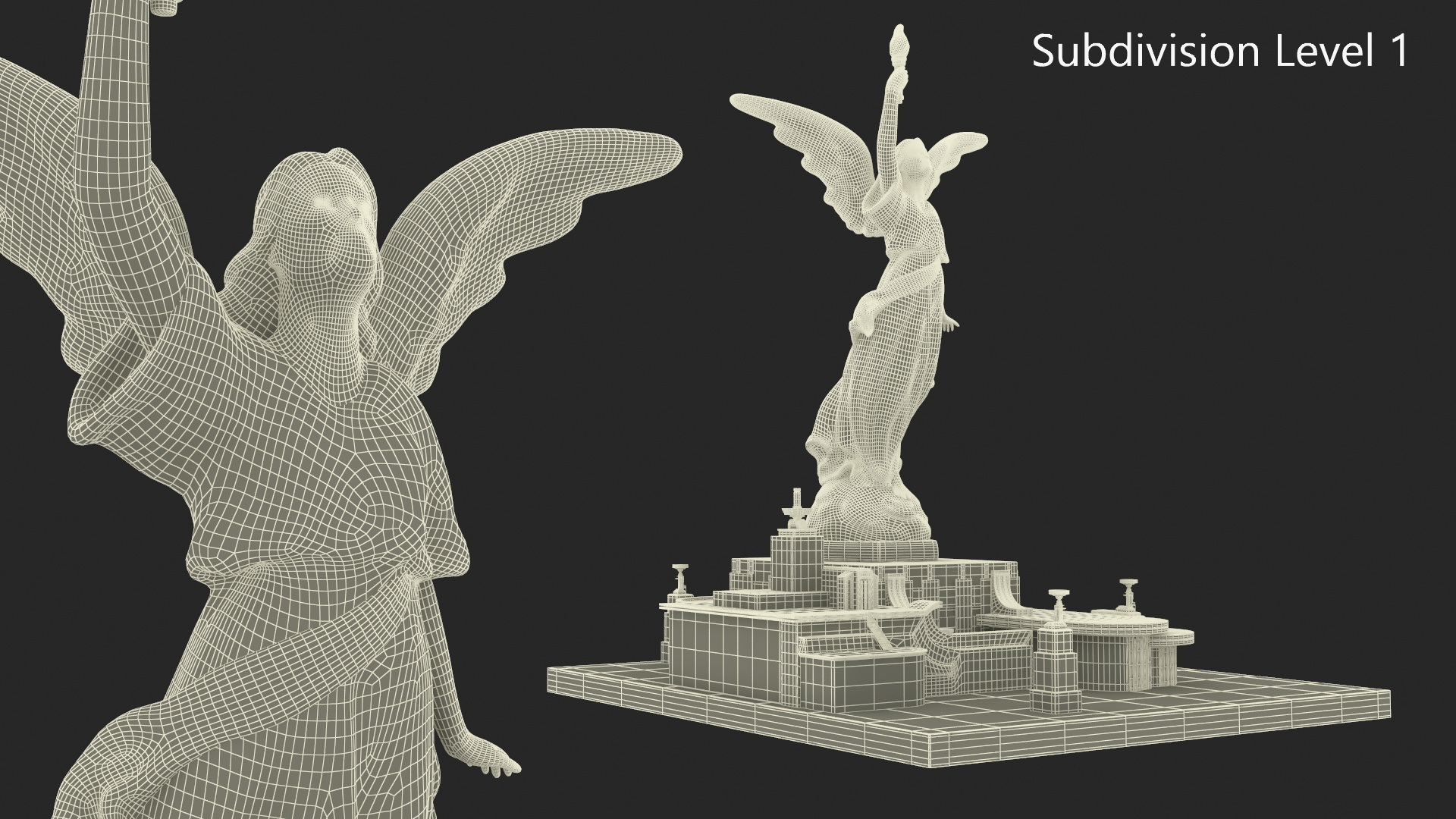 3D Monument Base and Fantasy Gold Angel Statue model