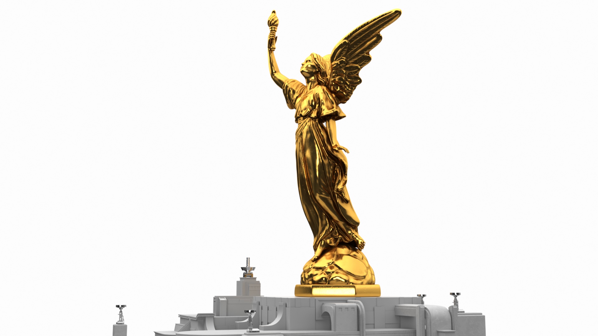 3D Monument Base and Fantasy Gold Angel Statue model