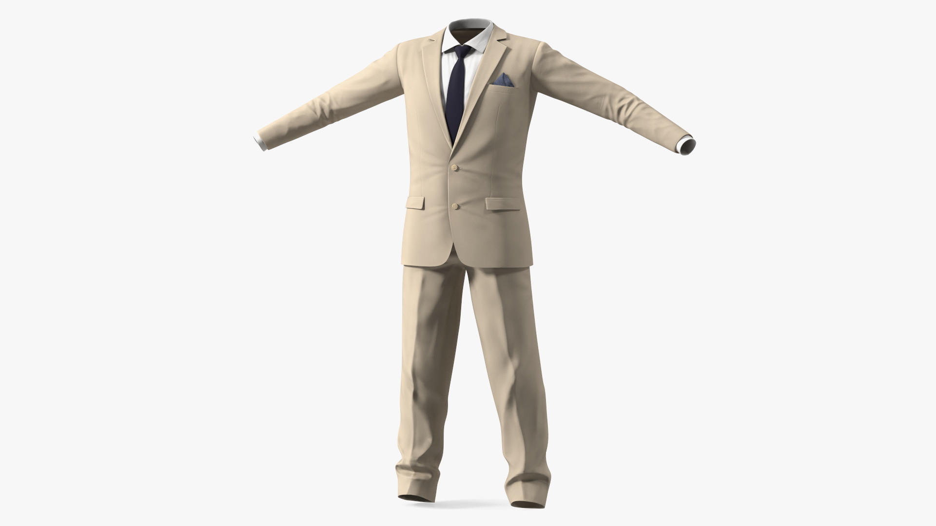 Beige Men Suit 3D model