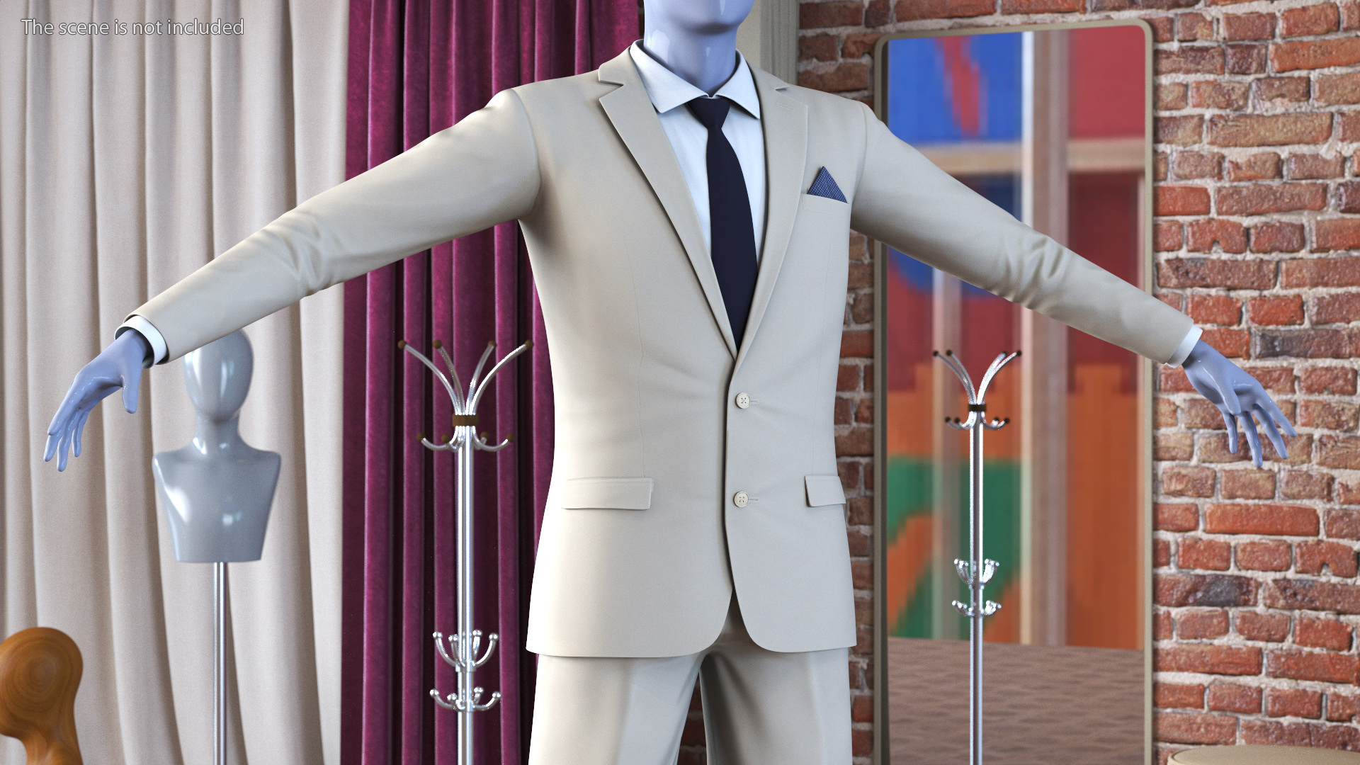 Beige Men Suit 3D model