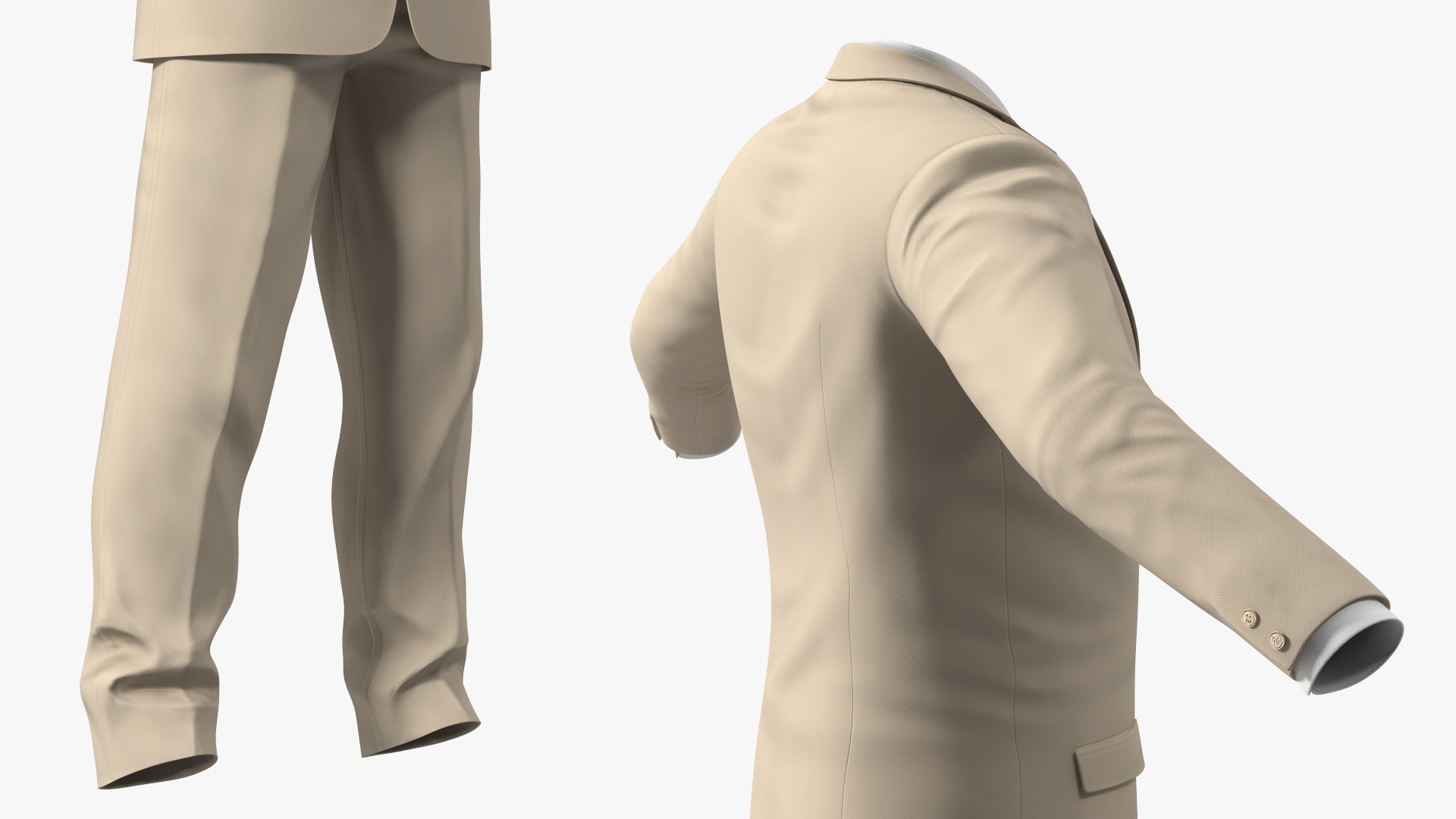 Beige Men Suit 3D model