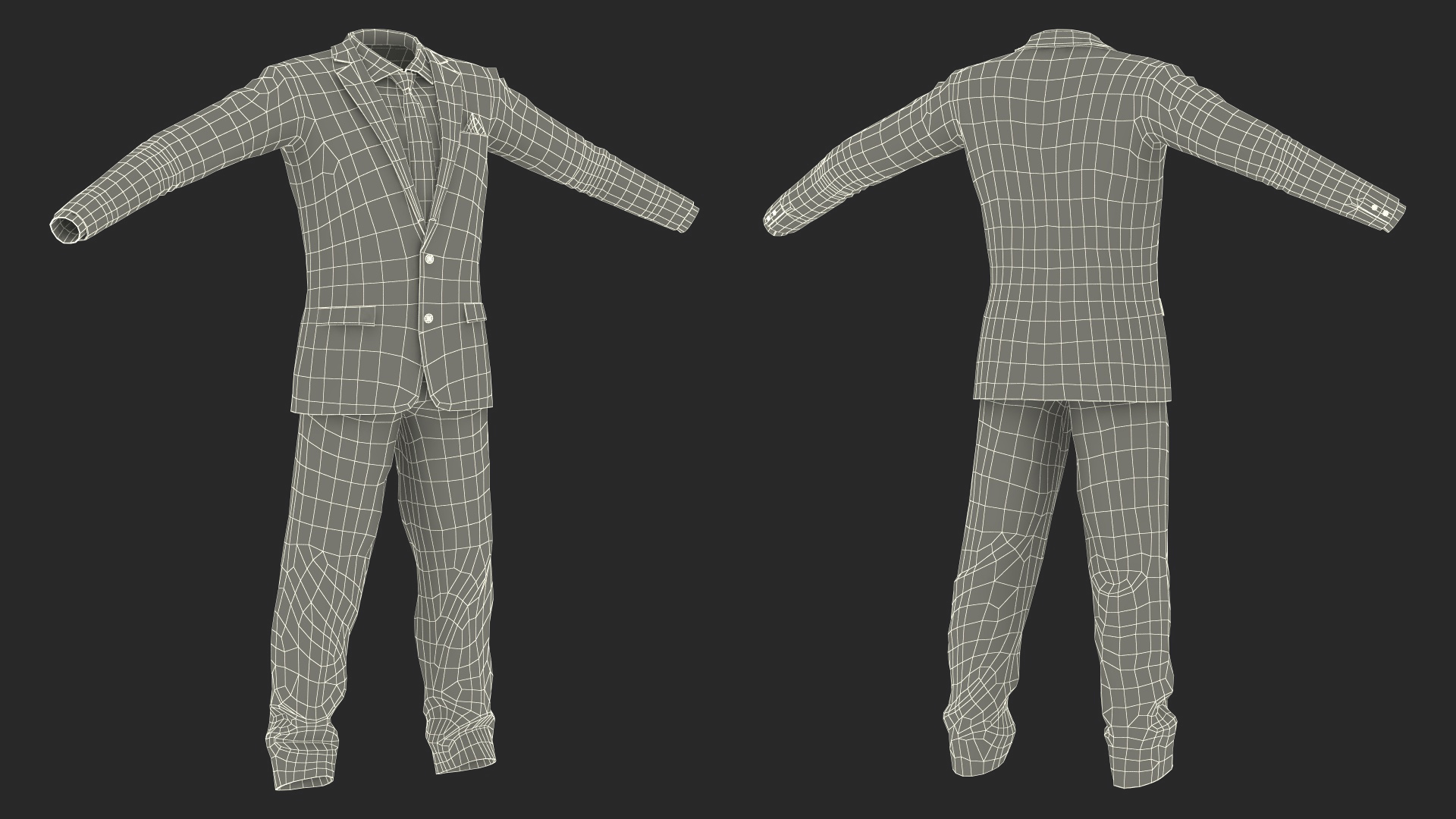 Beige Men Suit 3D model