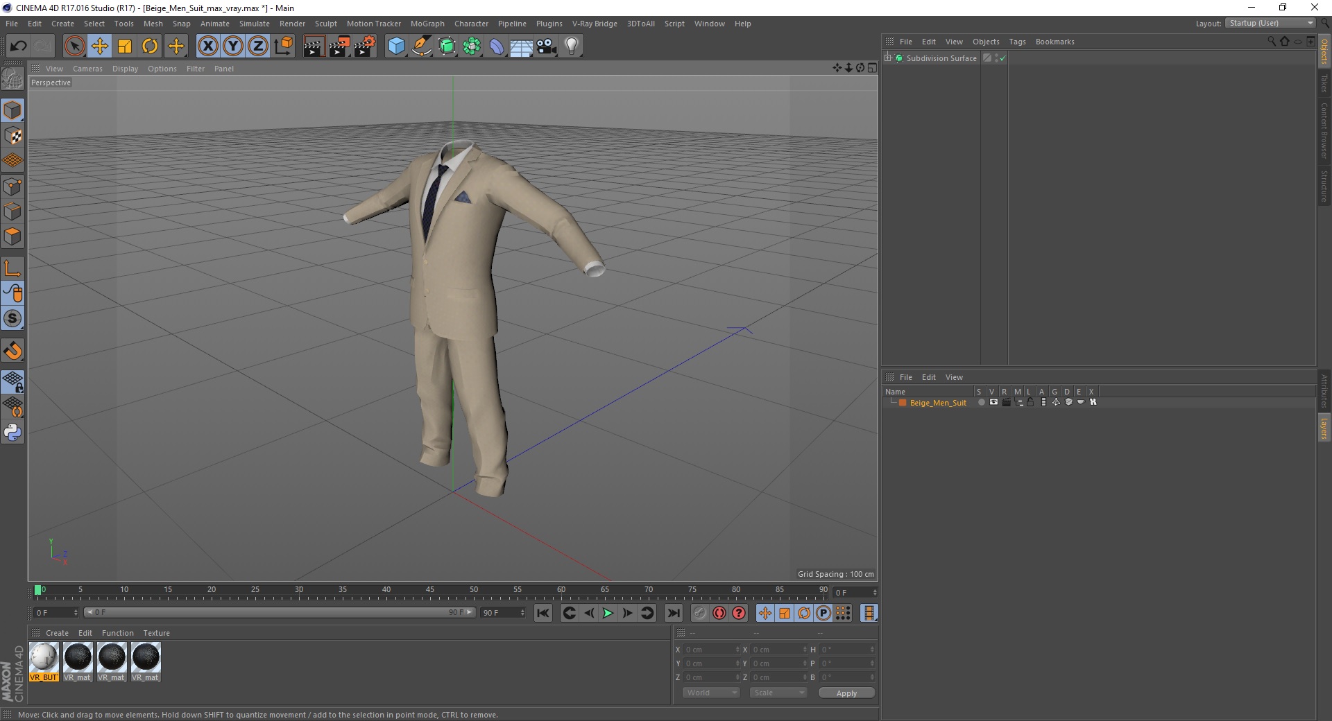 Beige Men Suit 3D model