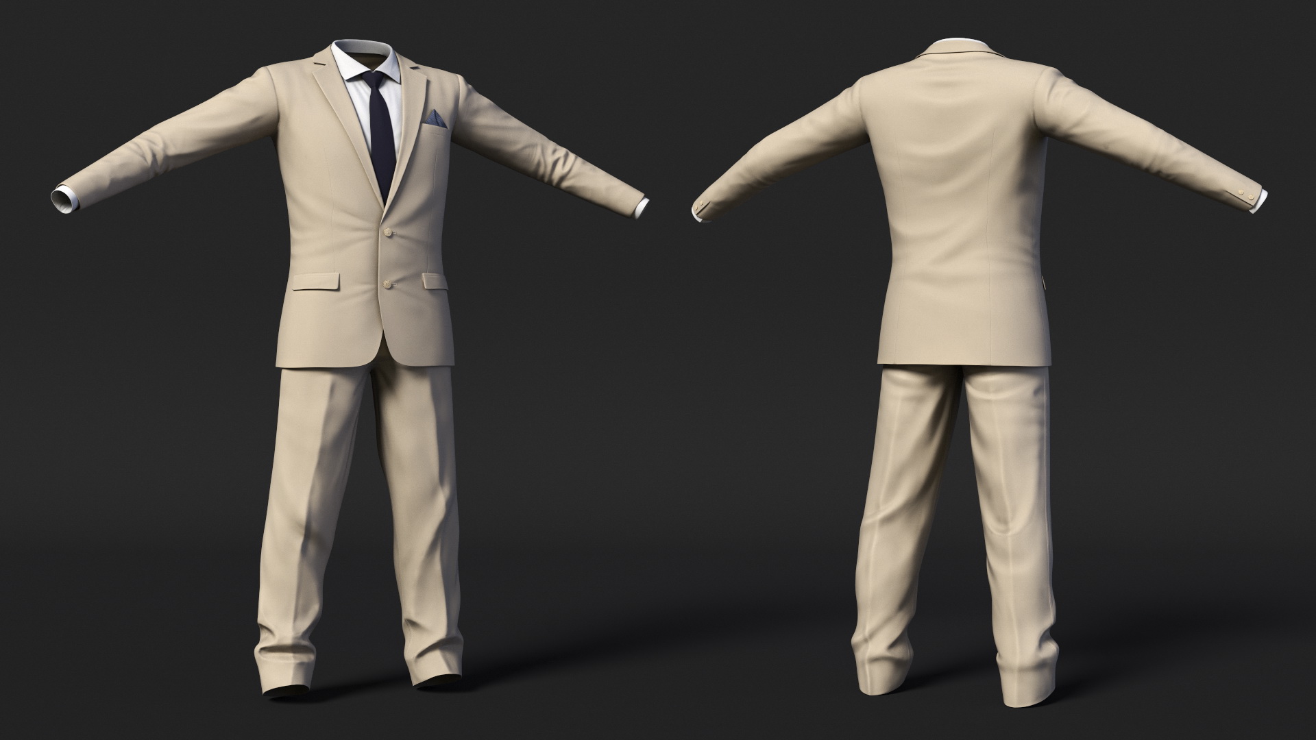 Beige Men Suit 3D model