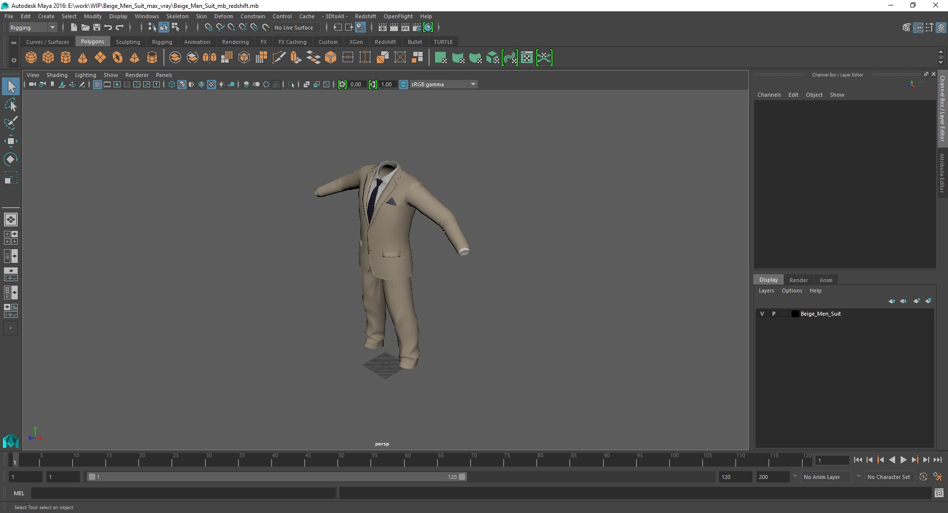 Beige Men Suit 3D model