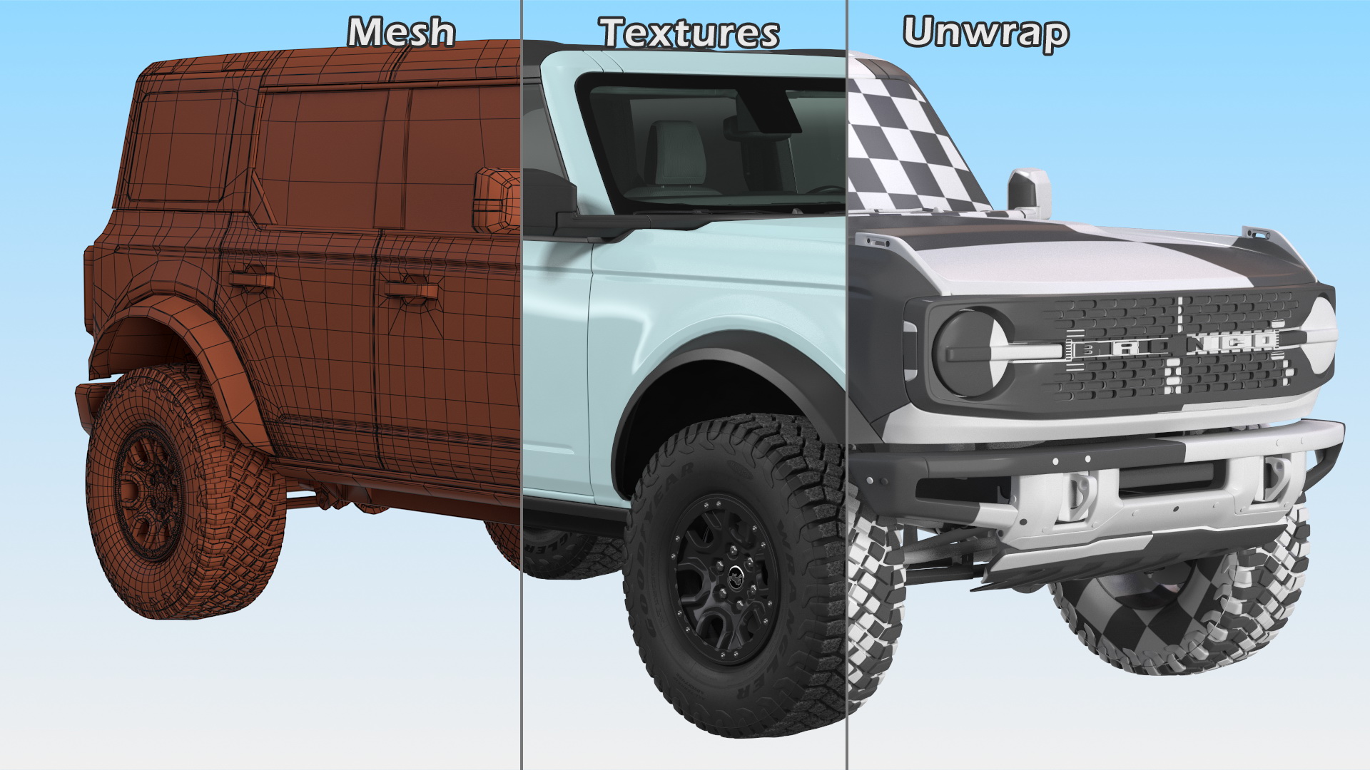 3D Ford Bronco 2021 Four Door Rigged model