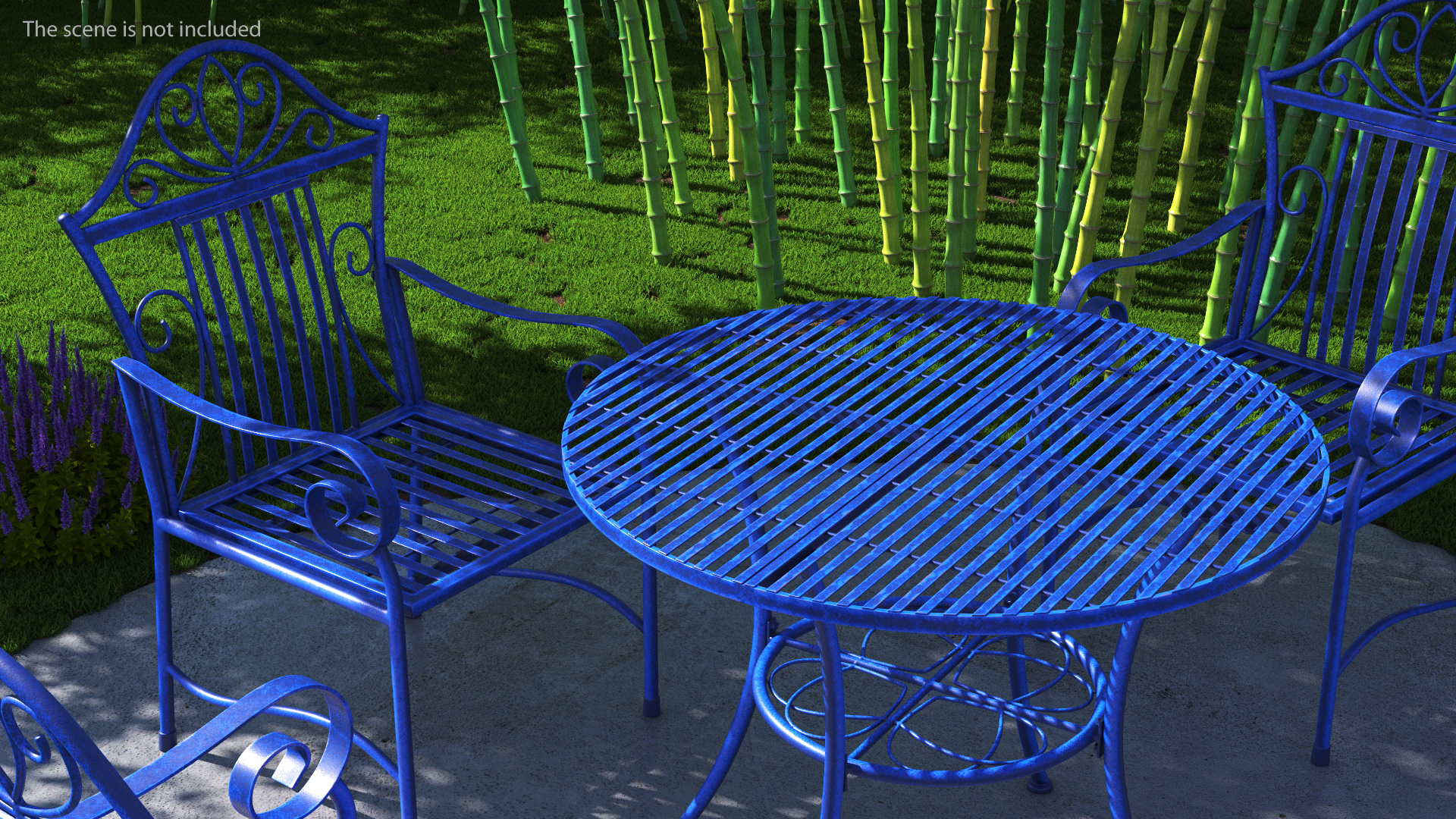 Blue Wrought Iron Garden Furniture 3D model