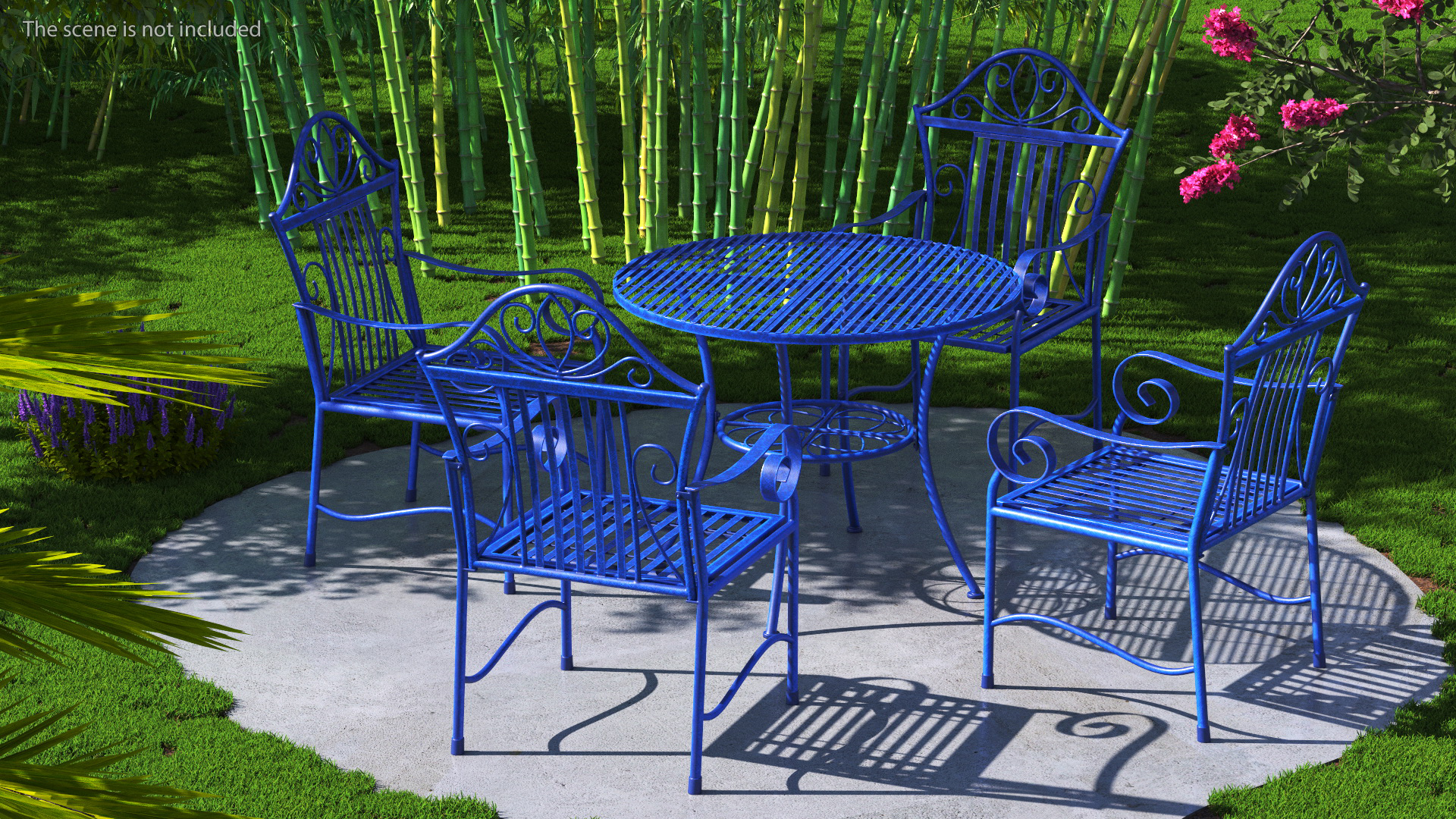 Blue Wrought Iron Garden Furniture 3D model