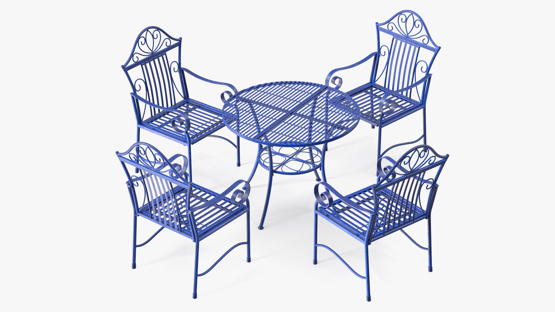 Blue Wrought Iron Garden Furniture 3D model