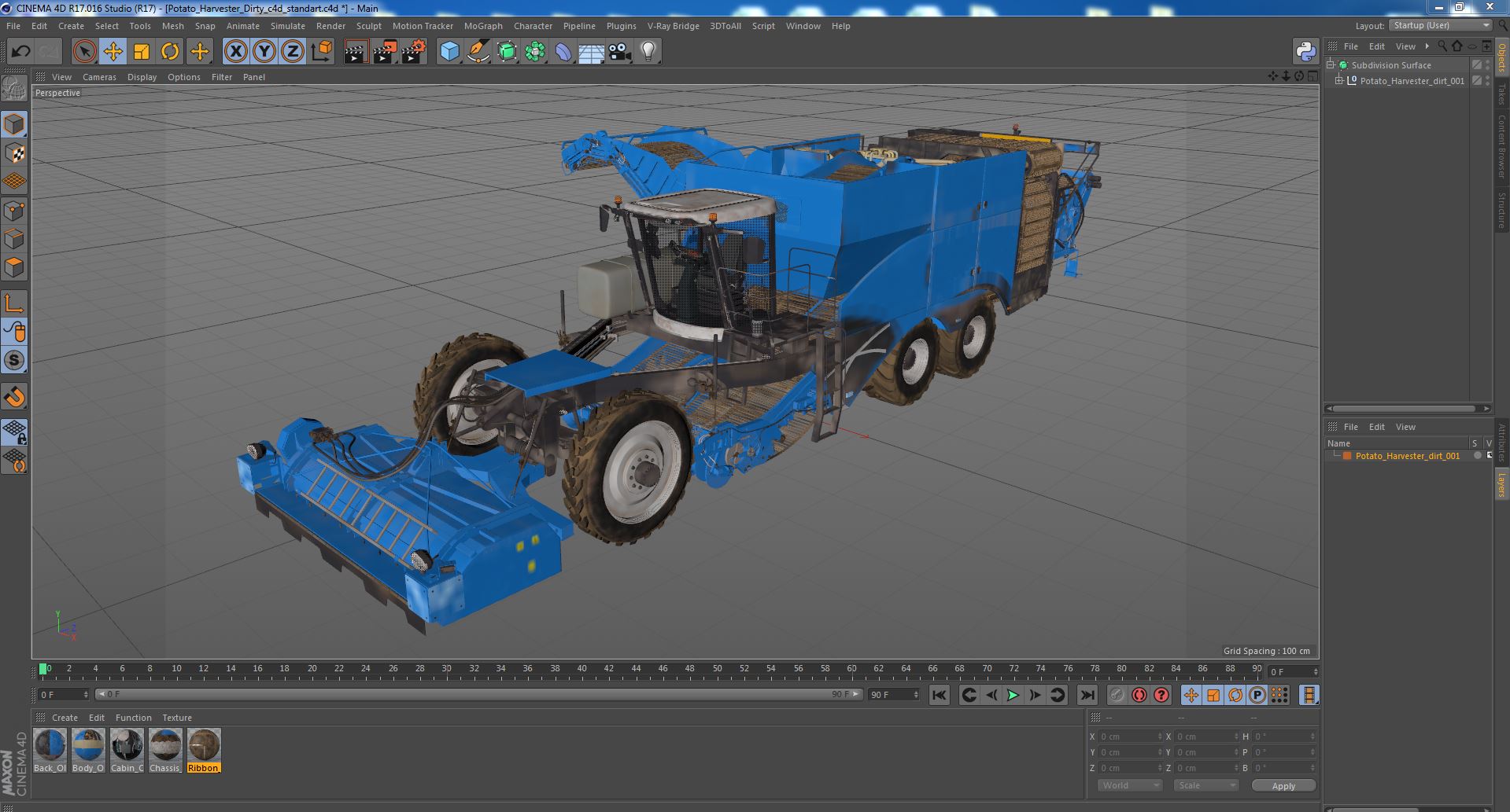 Potato Harvester Dirty 3D