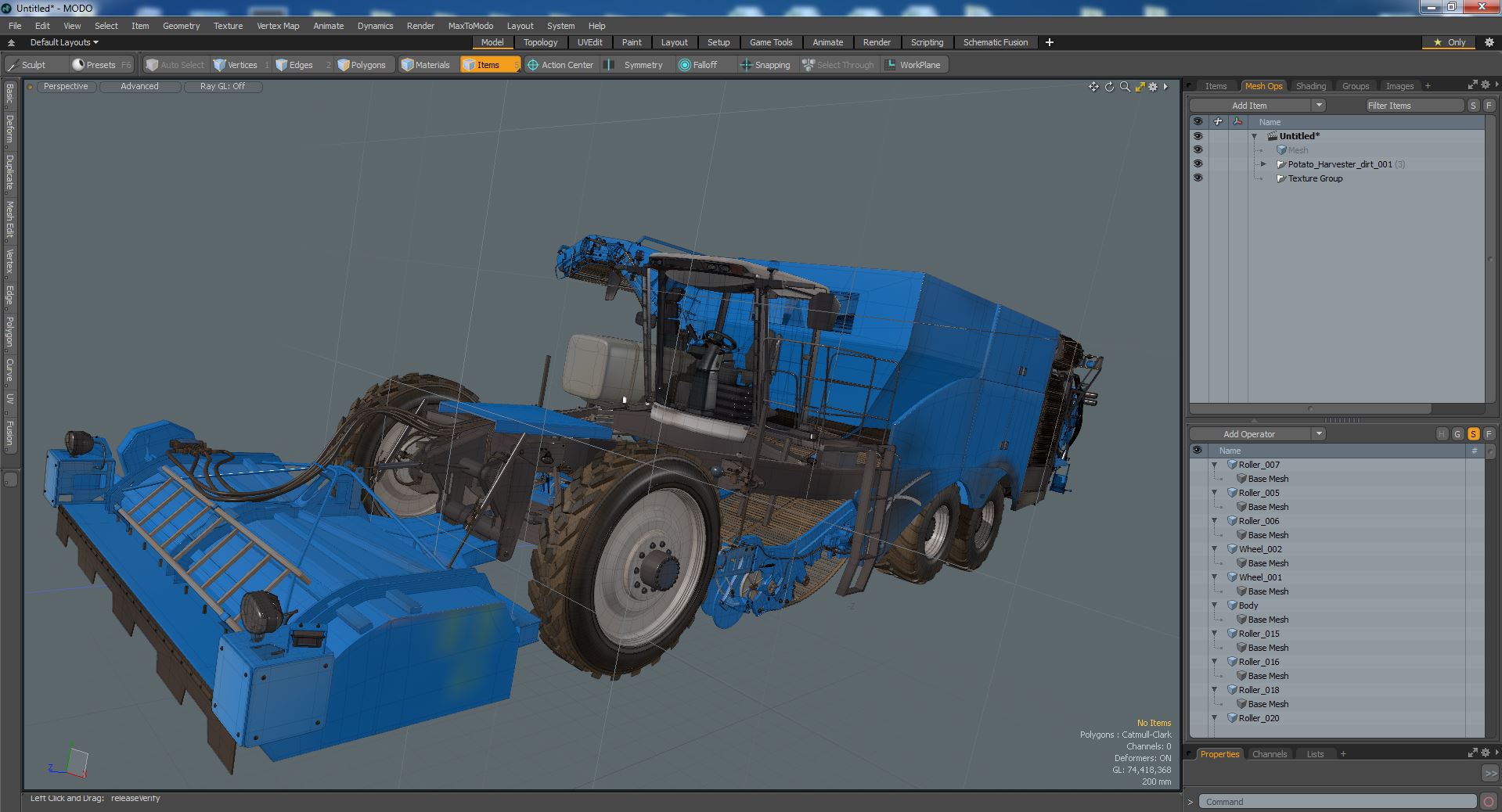 Potato Harvester Dirty 3D