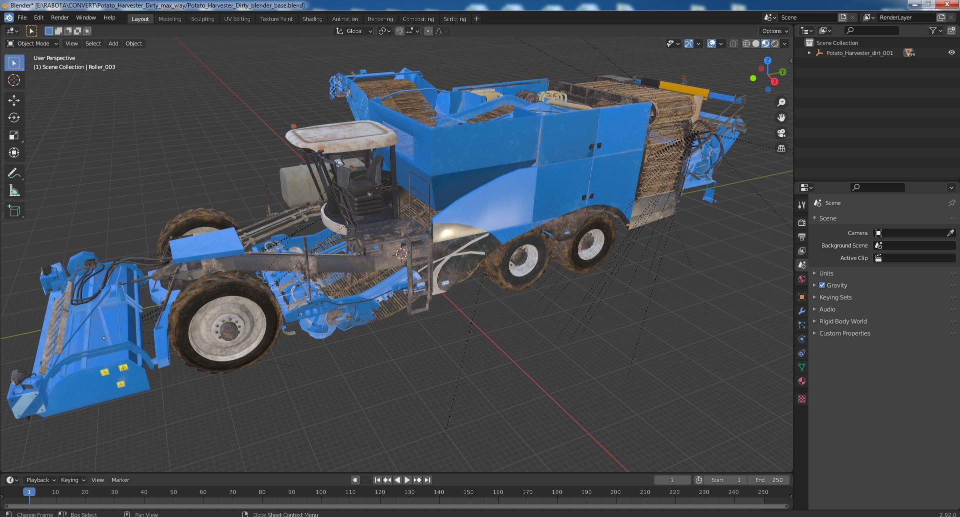 Potato Harvester Dirty 3D