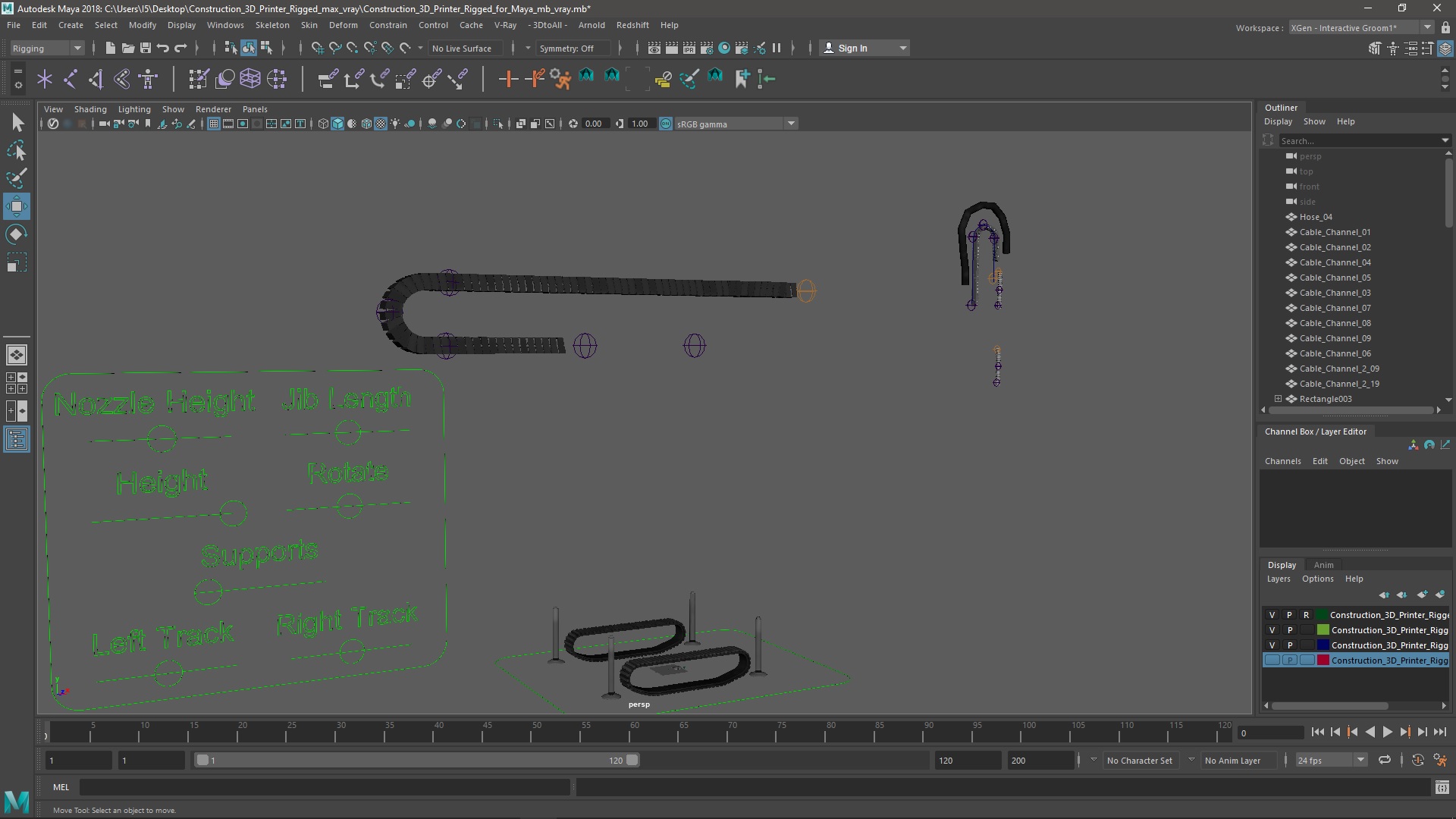 Construction 3D Printer Rigged for Maya 3D model