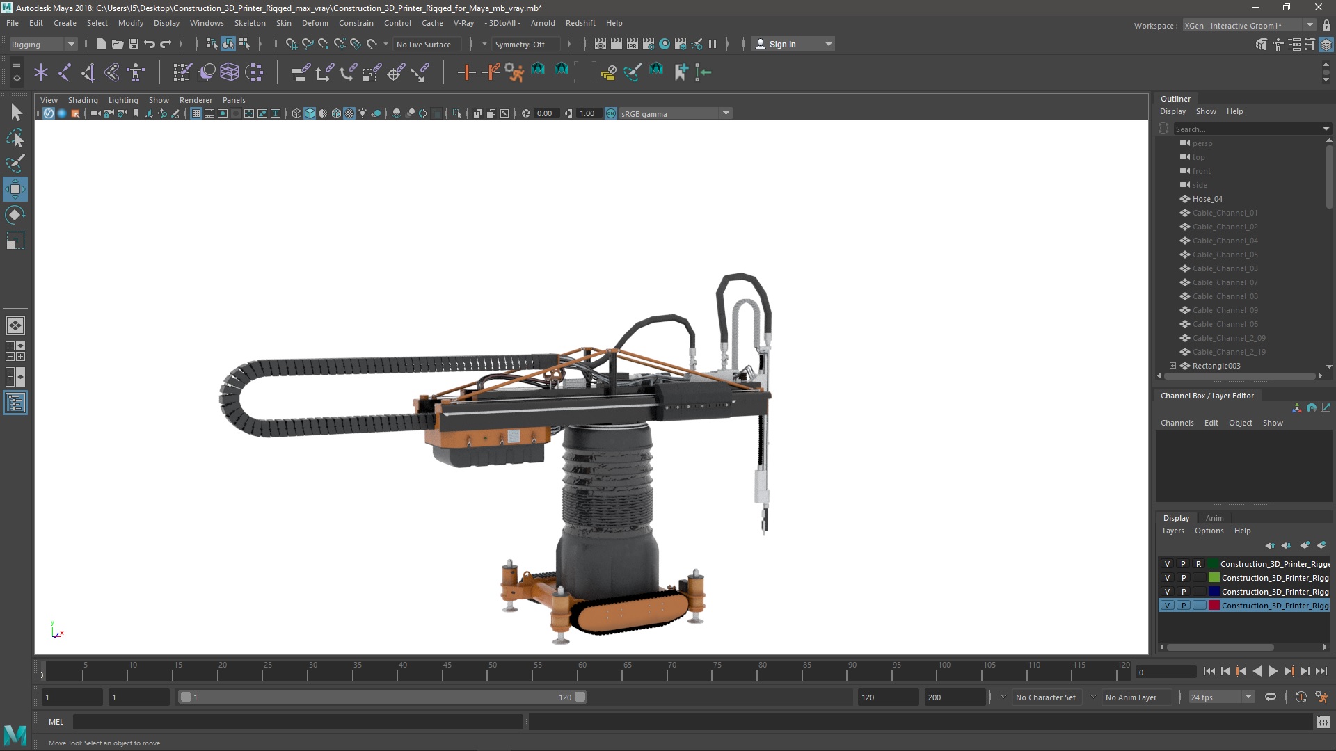 Construction 3D Printer Rigged for Maya 3D model