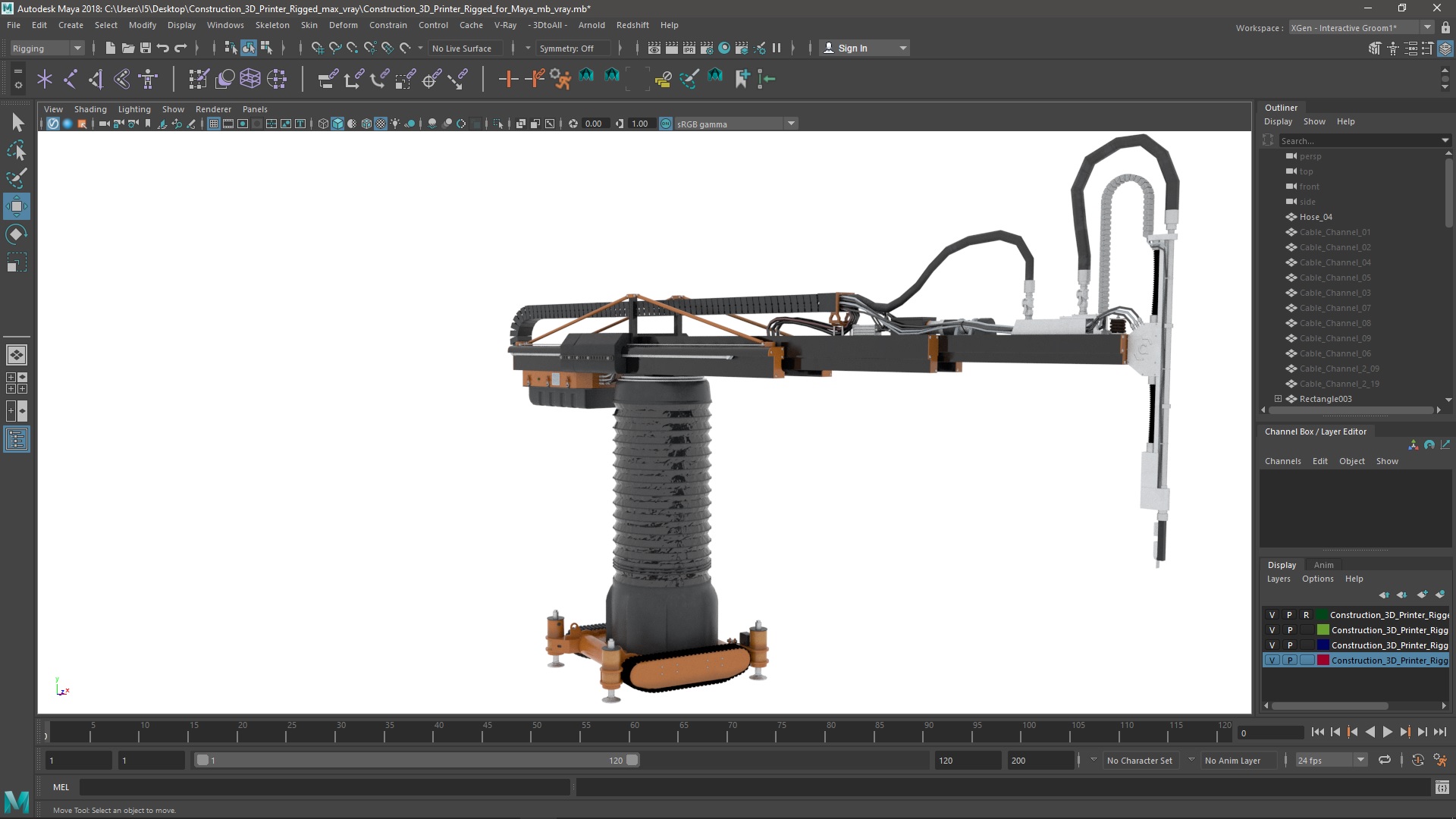 Construction 3D Printer Rigged for Maya 3D model