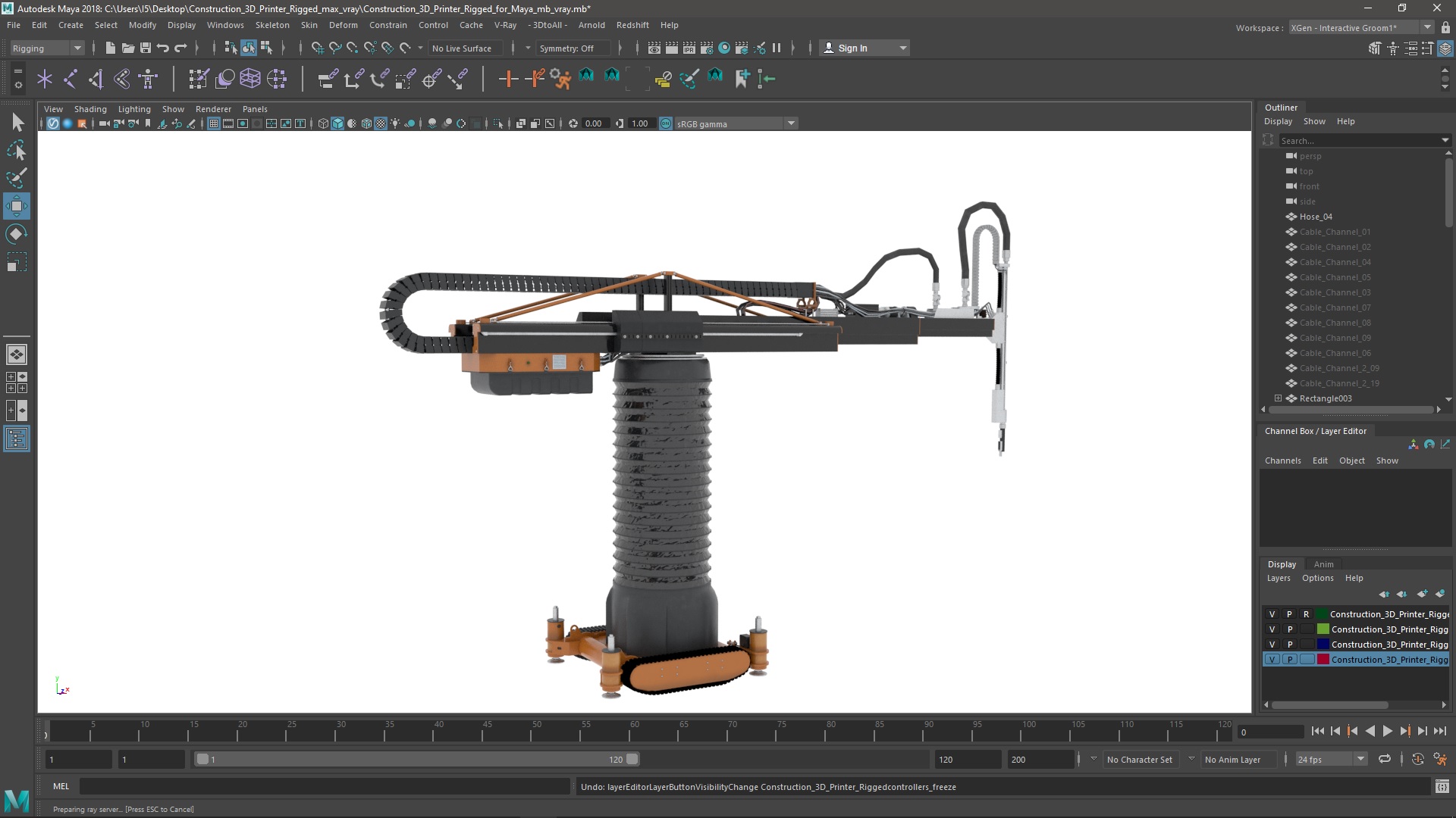 Construction 3D Printer Rigged for Maya 3D model