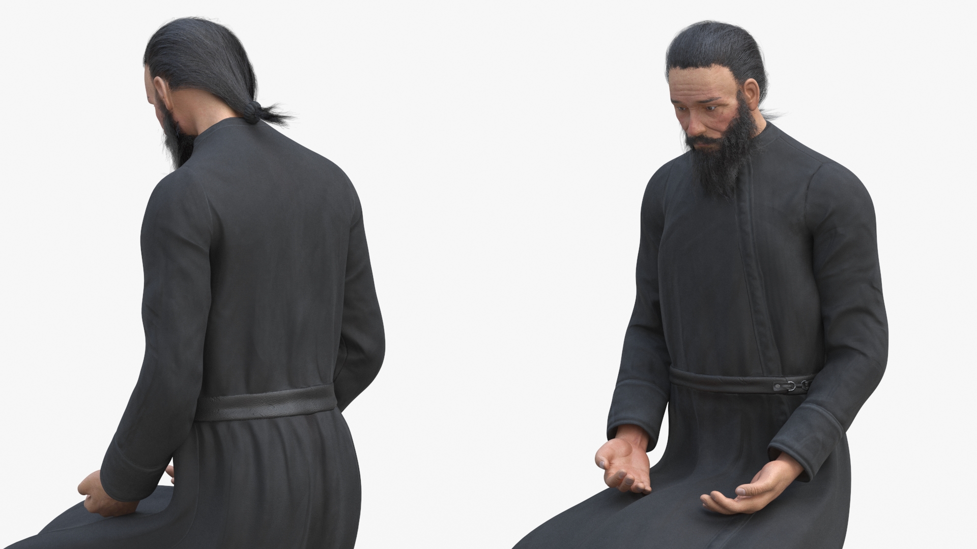 Sitting Orthodox Monk Wearing Cassock 3D