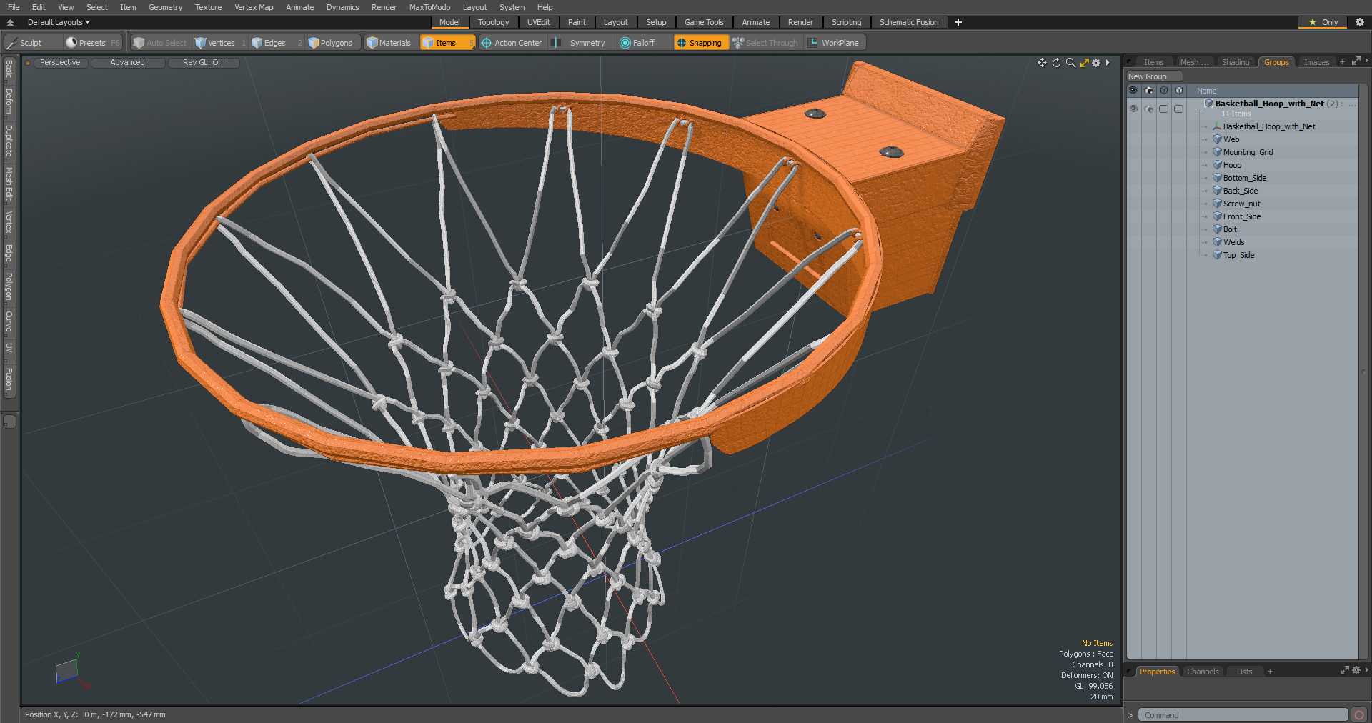 Basketball Hoop with Net 3D model