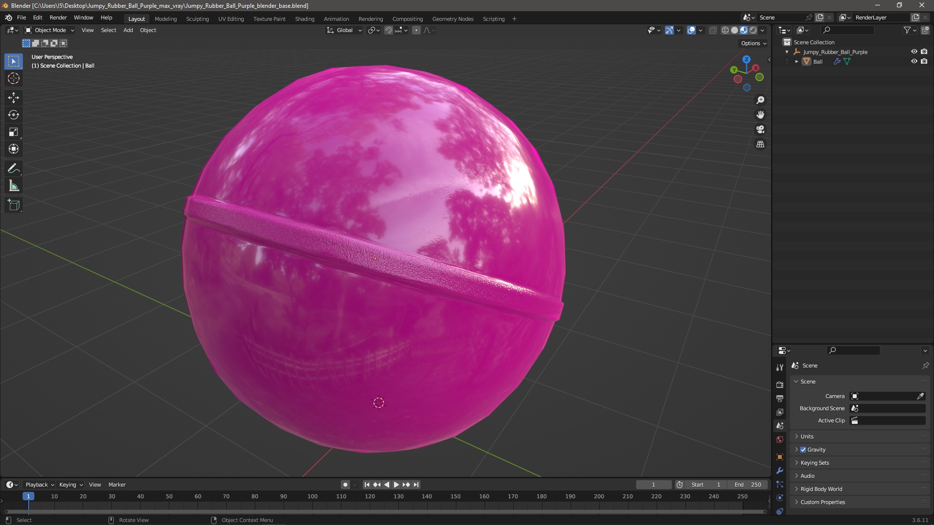 Jumpy Rubber Ball Purple 3D model