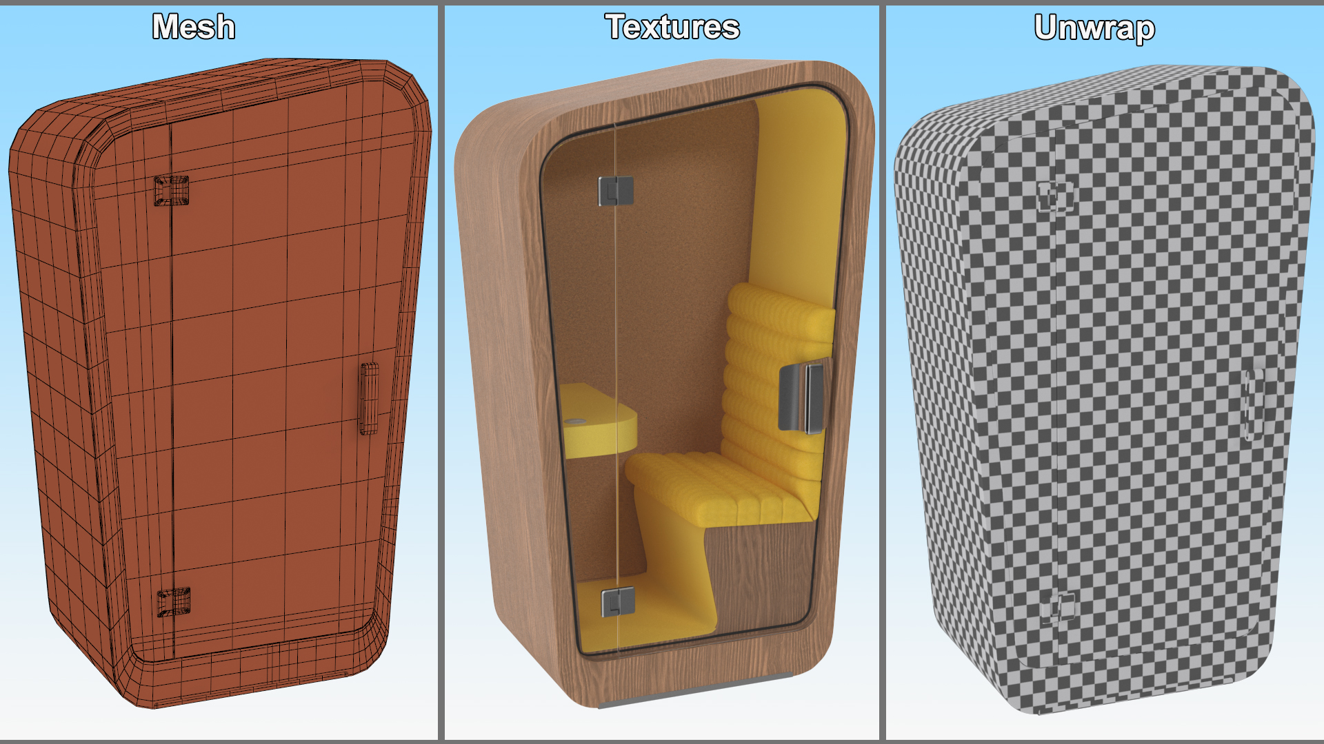 3D model Wooden Office Phone Booth