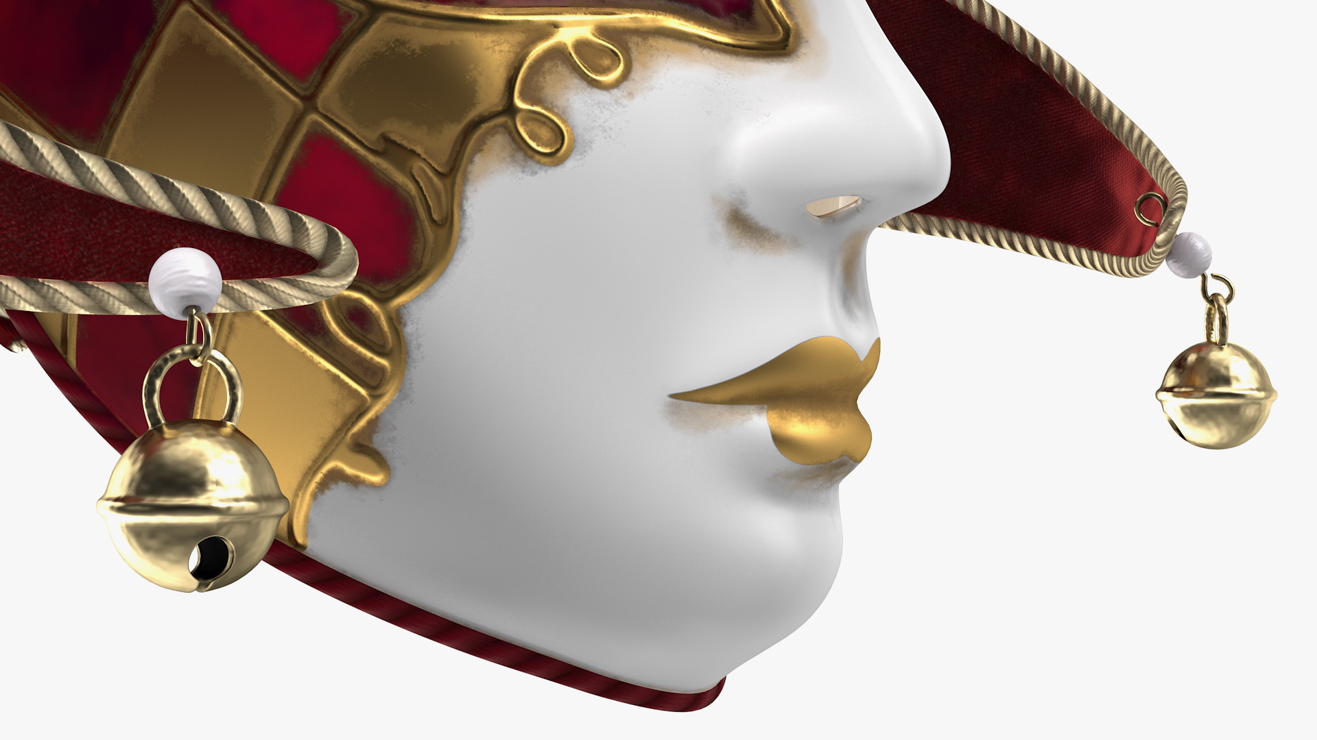 3D Red Venetian Full Face Carnival Mask