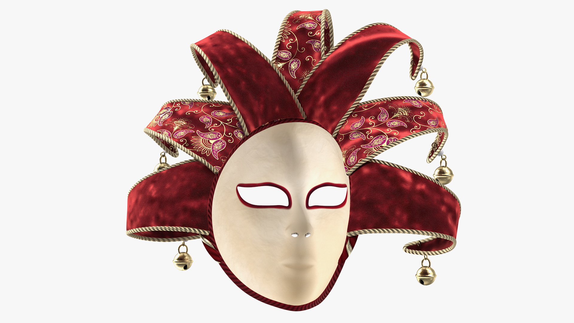 3D Red Venetian Full Face Carnival Mask