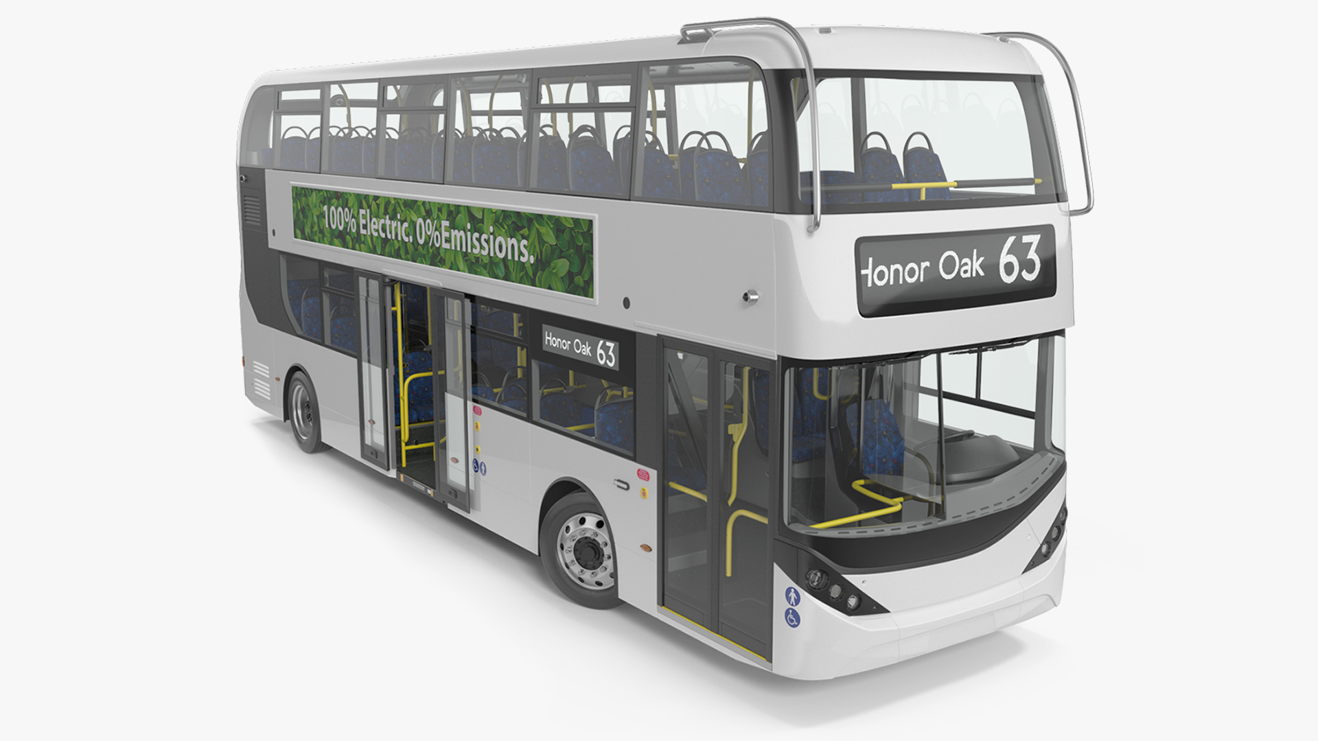 Urban Double Decker White Rigged 3D