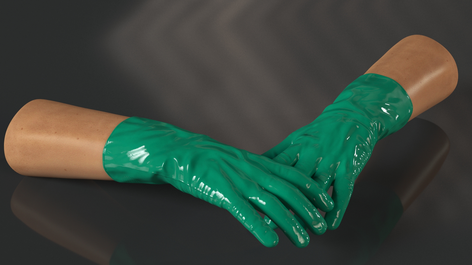 3D Hands in Rubber Safety Gloves Rigged