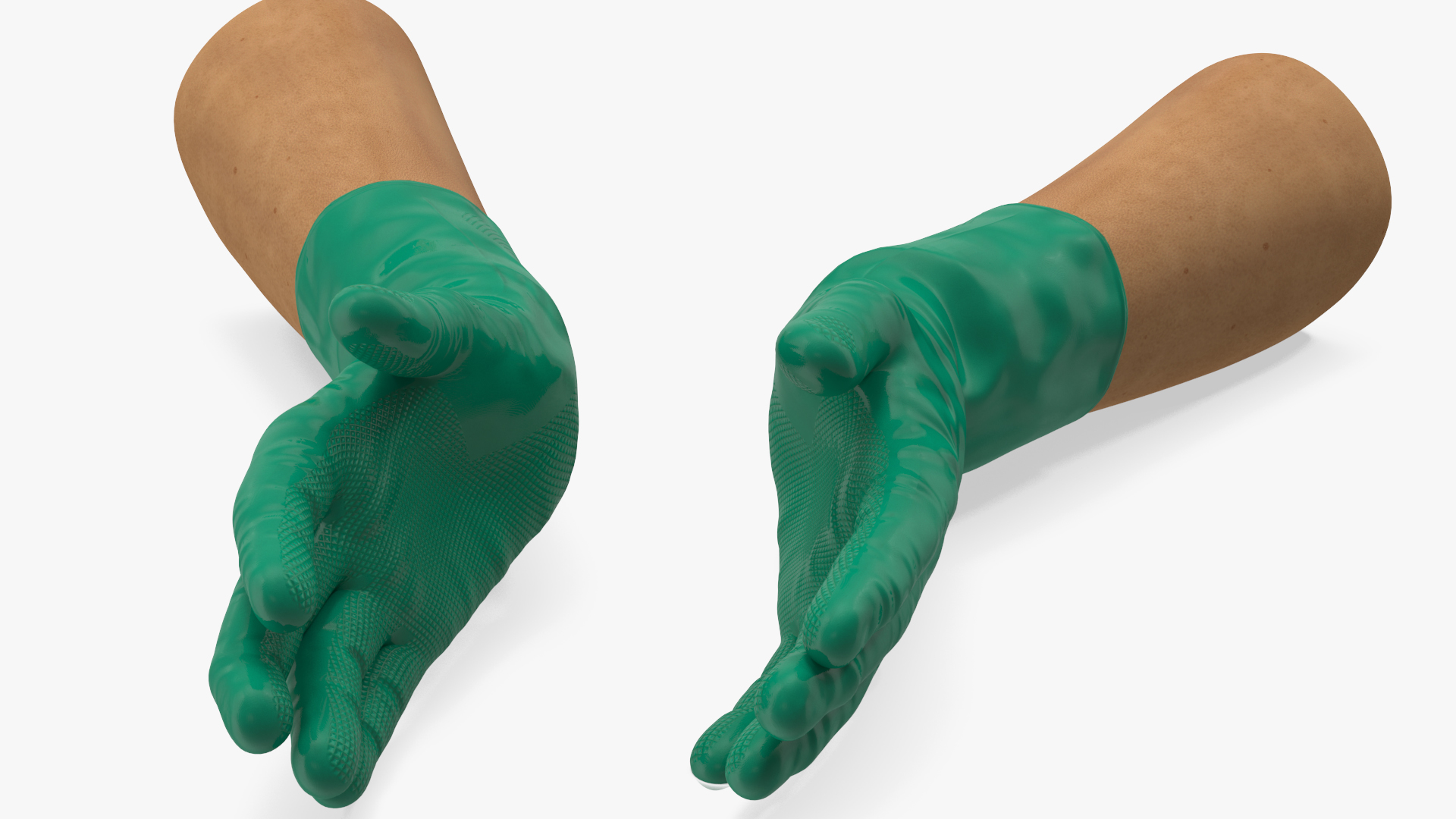 3D Hands in Rubber Safety Gloves Rigged