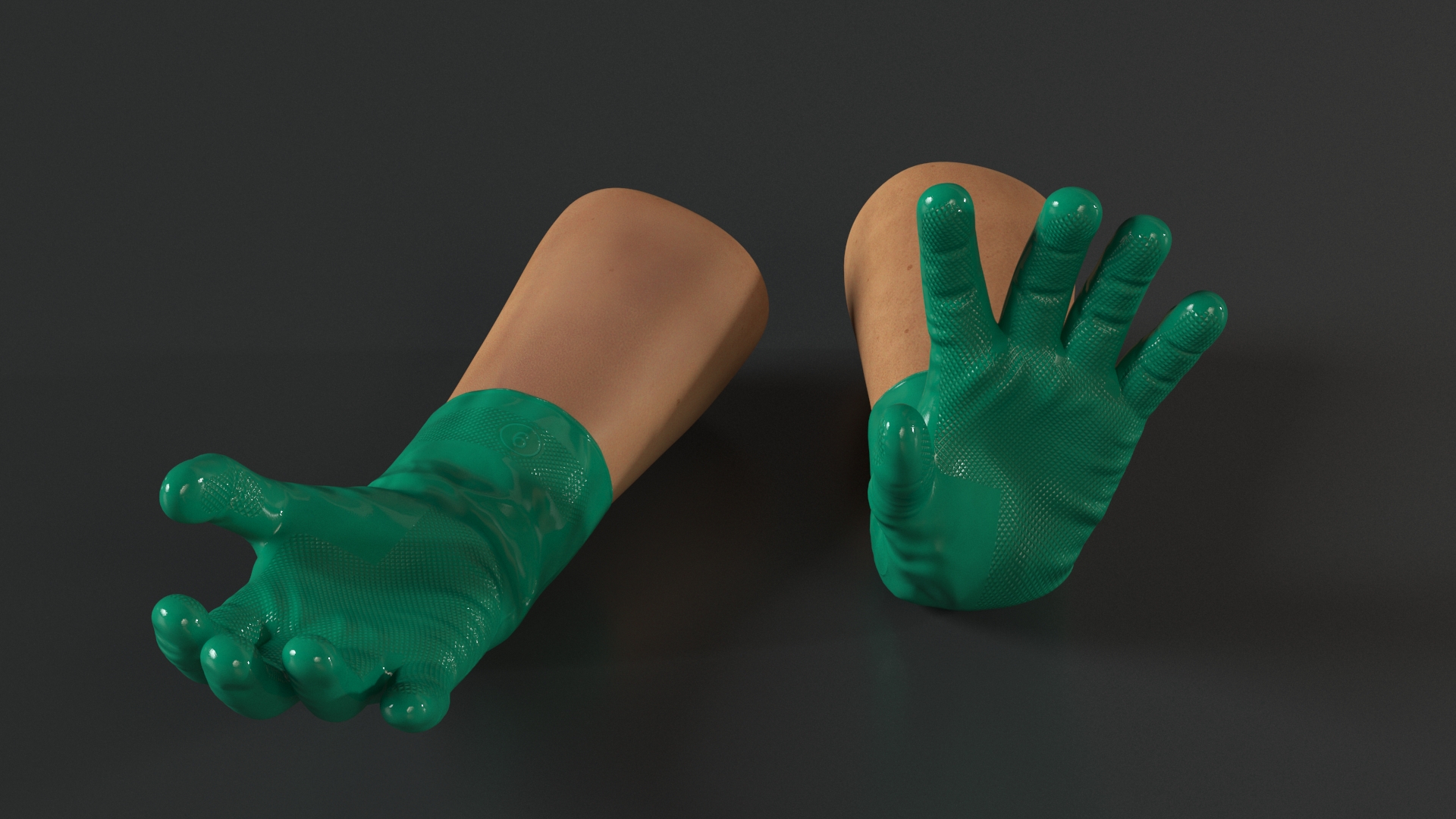 3D Hands in Rubber Safety Gloves Rigged