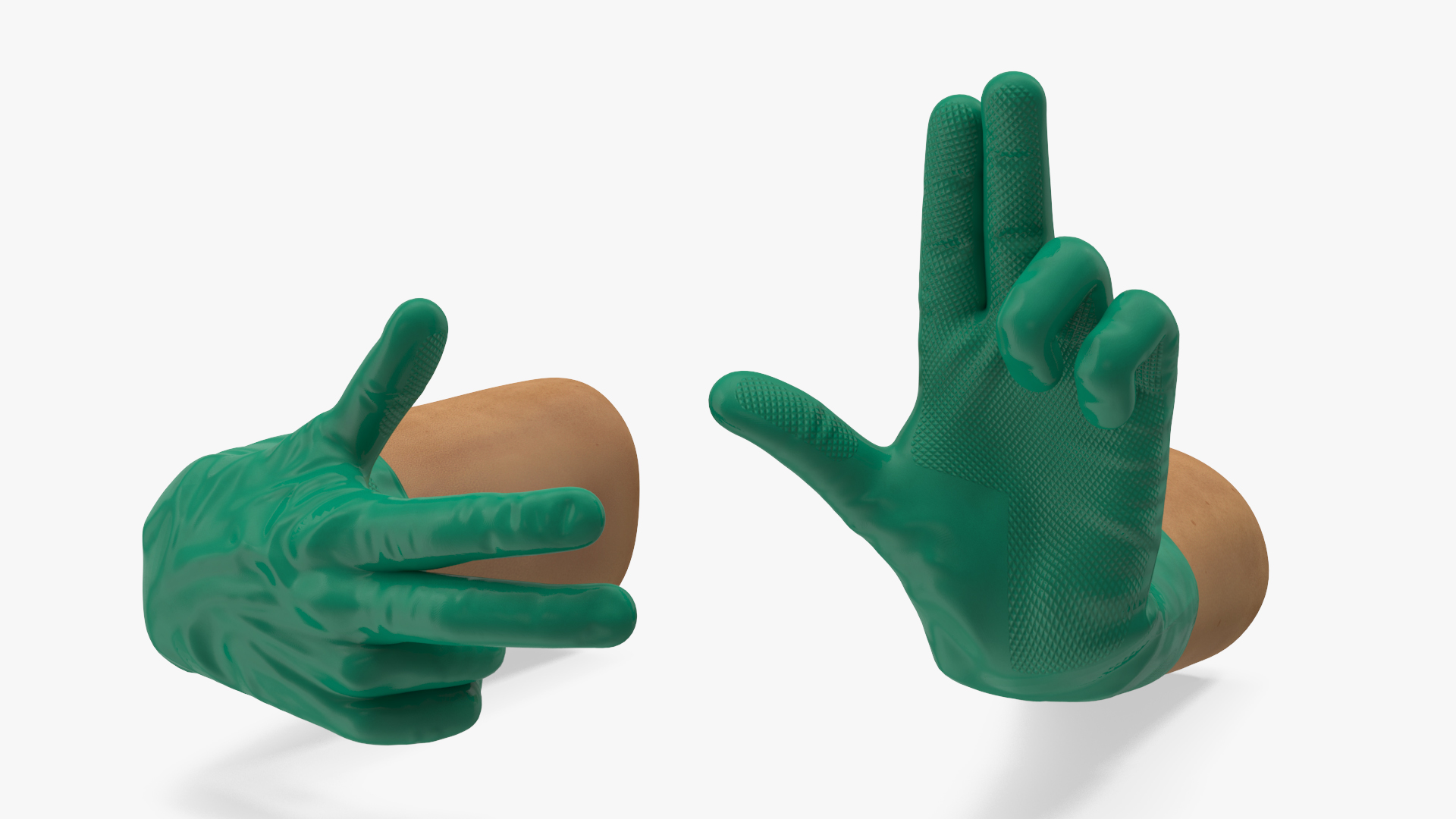 3D Hands in Rubber Safety Gloves Rigged