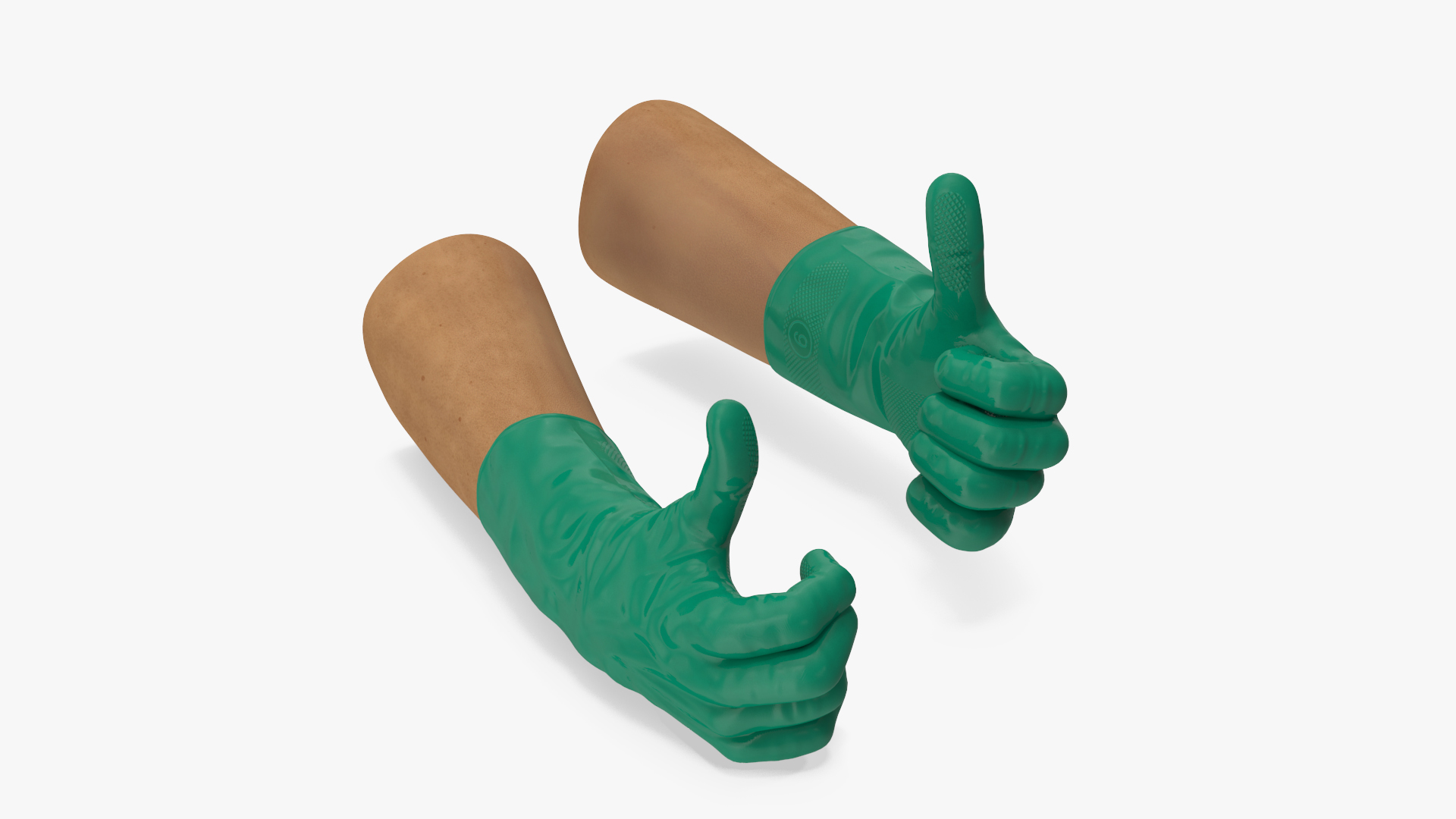 3D Hands in Rubber Safety Gloves Rigged