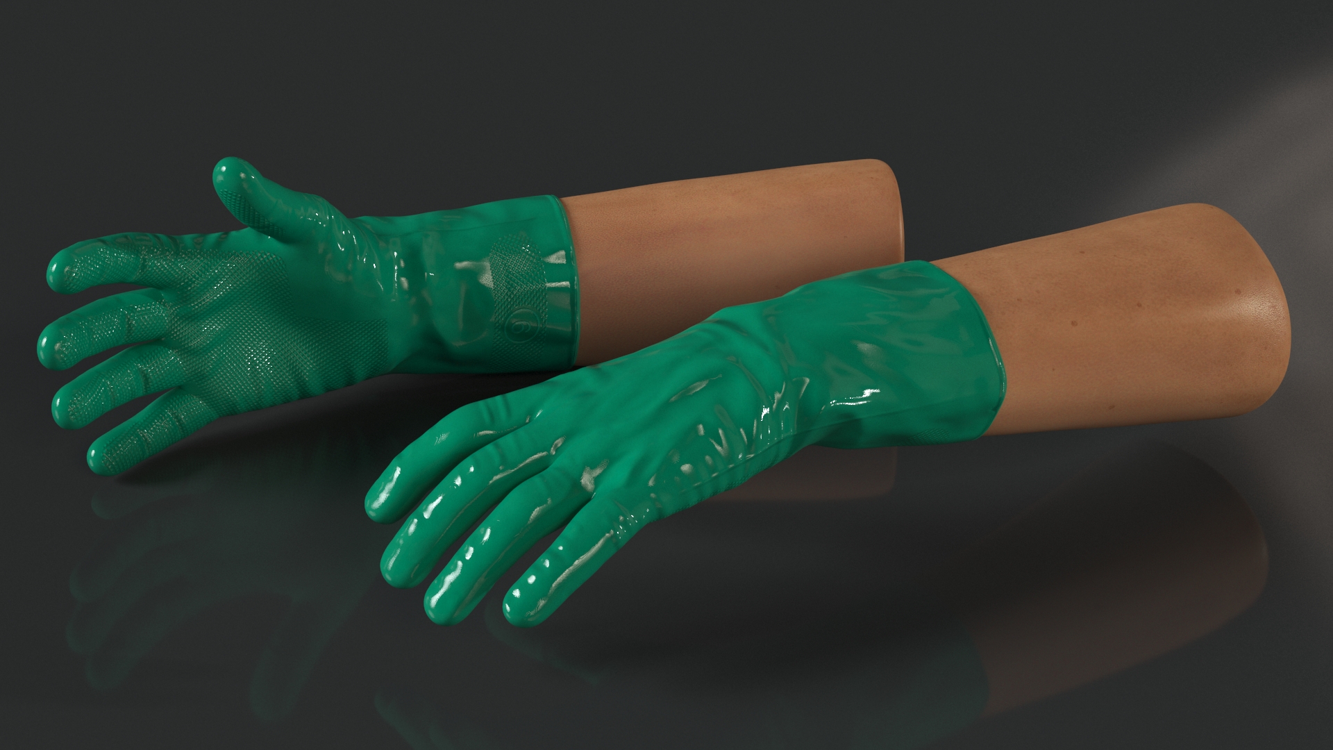 3D Hands in Rubber Safety Gloves Rigged