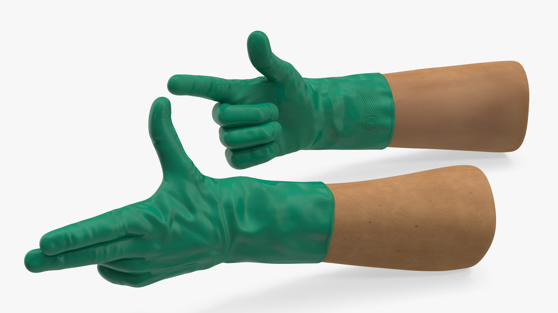 3D Hands in Rubber Safety Gloves Rigged