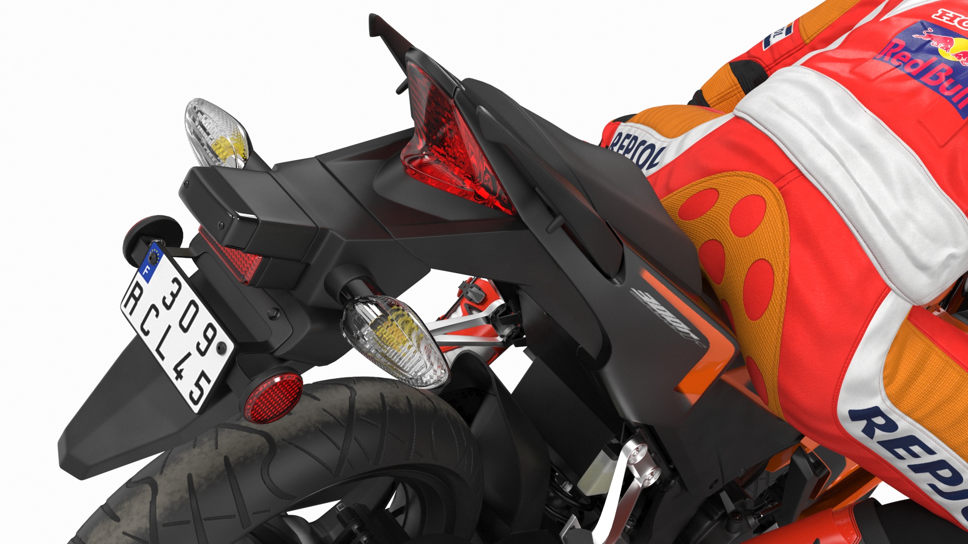 3D model Honda Motorcycle with Rider Turning