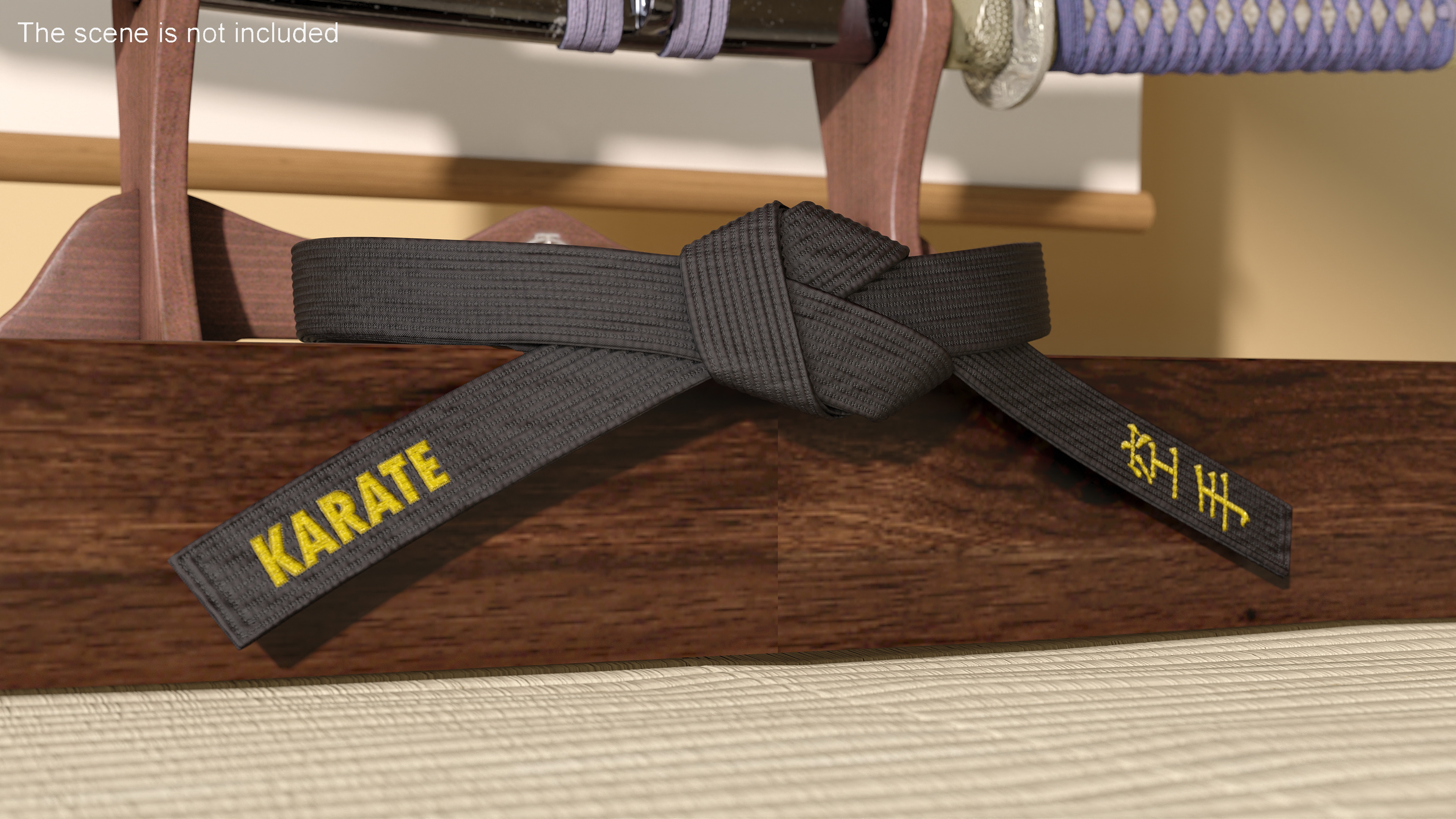 Black Waist Karate Obi Belt 3D