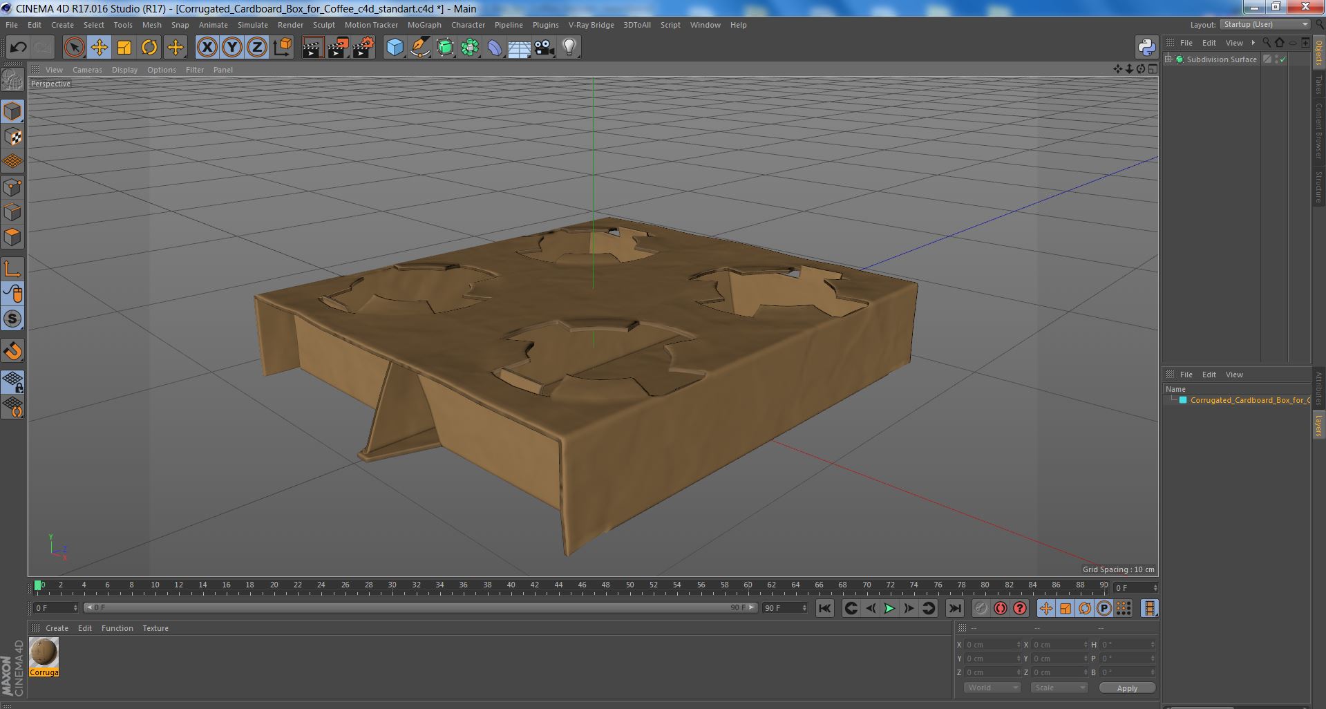 3D model Corrugated Cardboard Box for Coffee