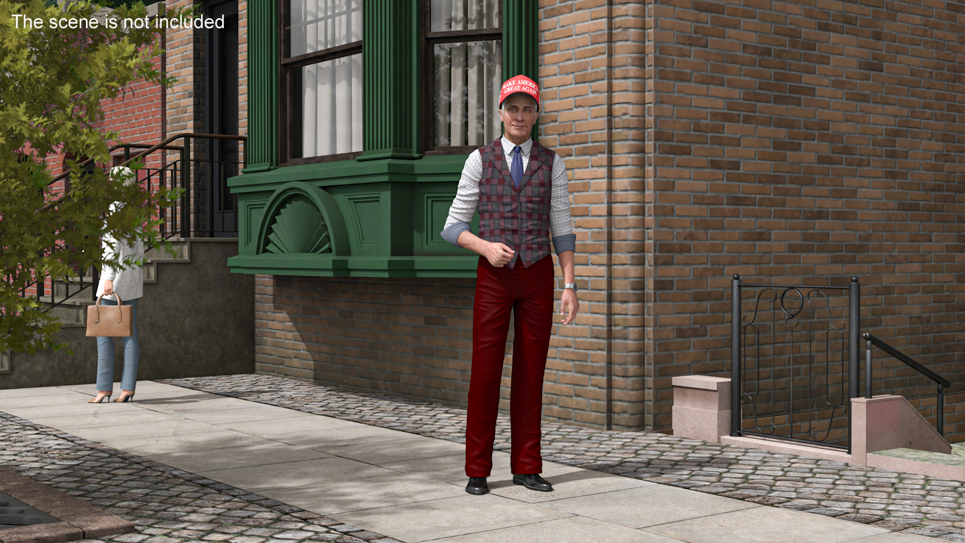 3D model Elderly Man in Casual Wear and Trump Hat