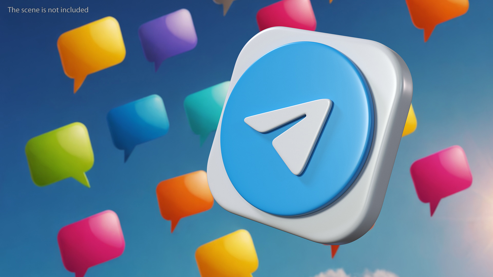 3D Telegram Icon model