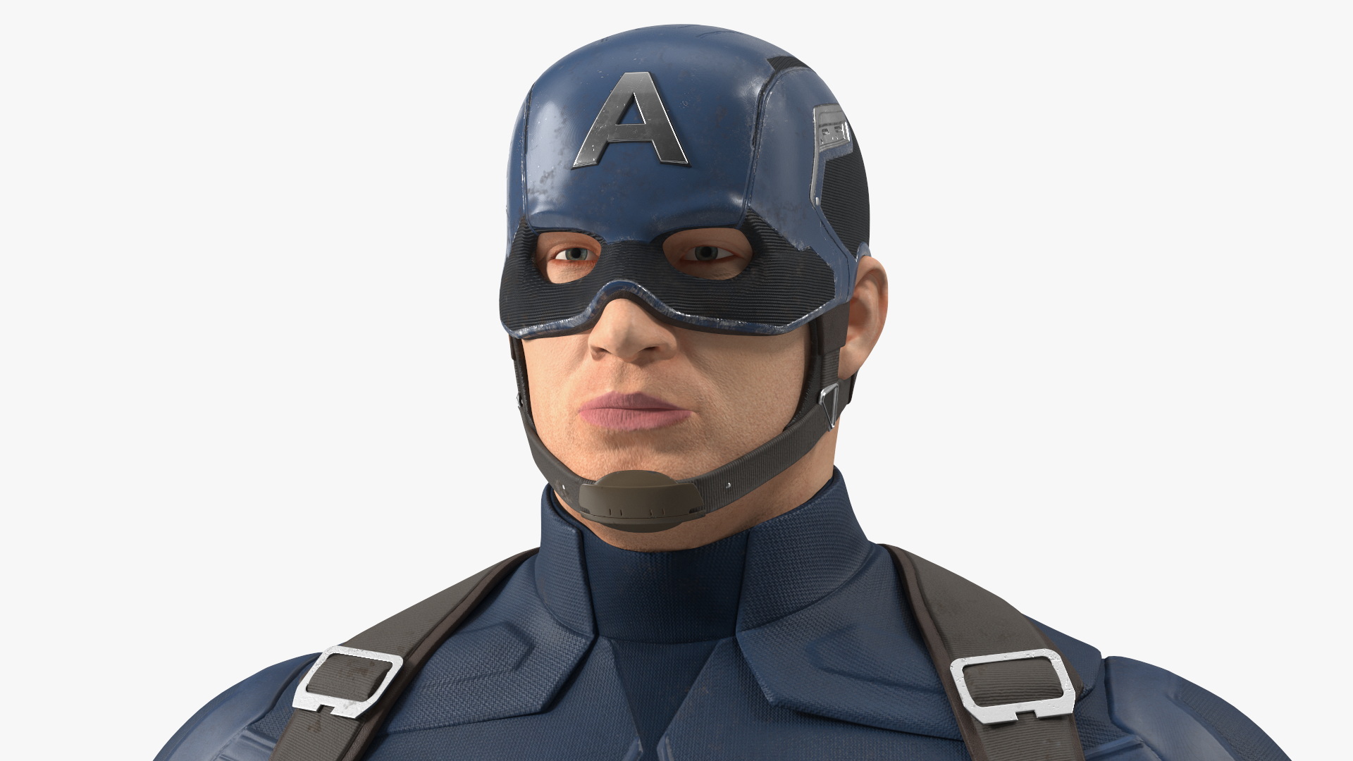 3D Captain America Character in Worn Suit model