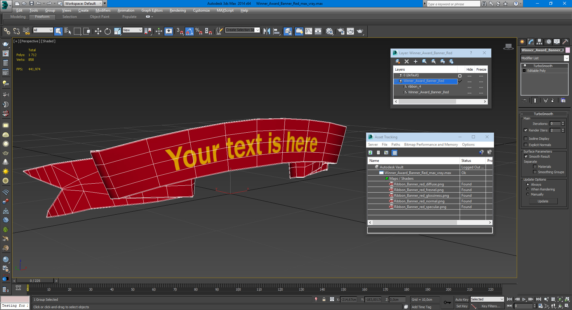 3D Winner Award Banner Red model