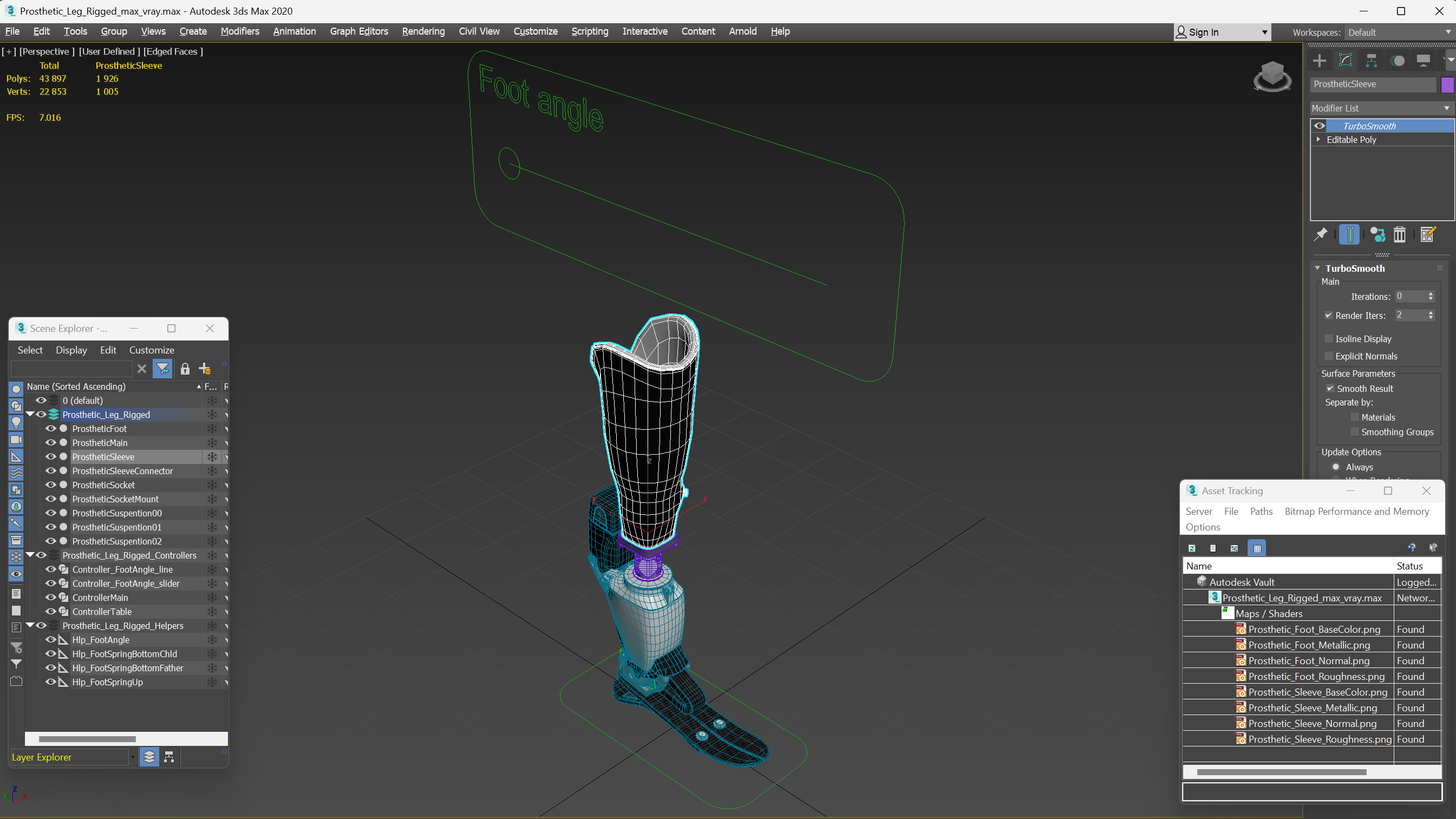 3D Prosthetic Leg Rigged