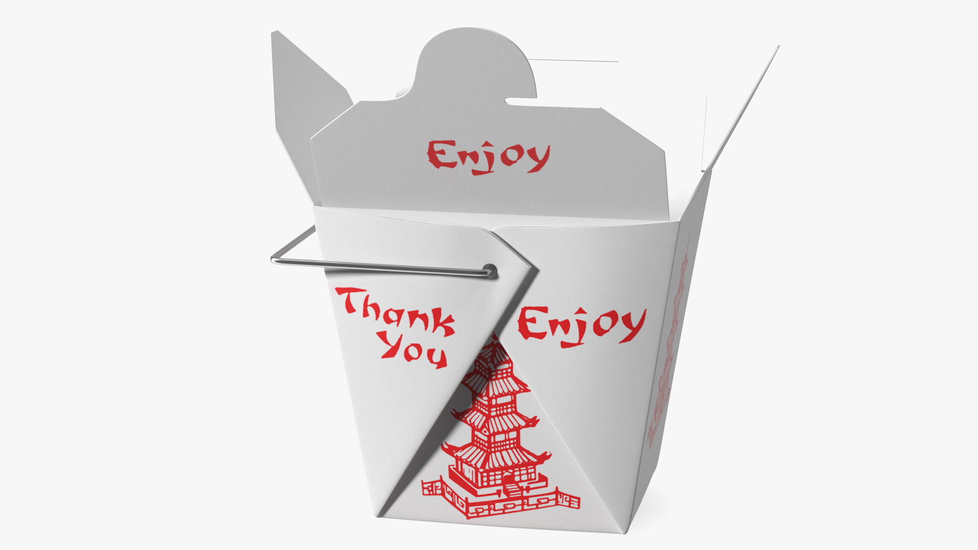 3D Chinese Restaurant Opened Takeout Box 16 Oz model