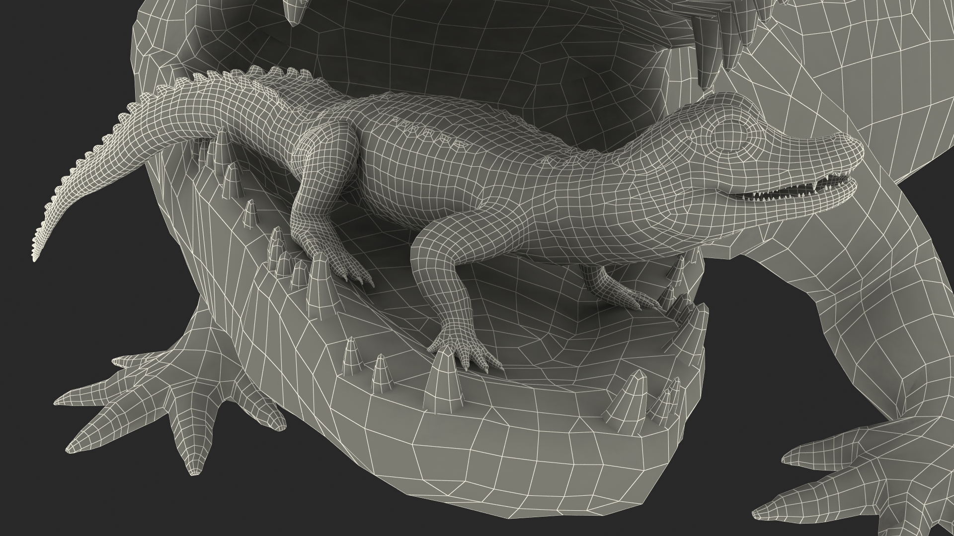 3D model Mother Crocodile Carrying Baby