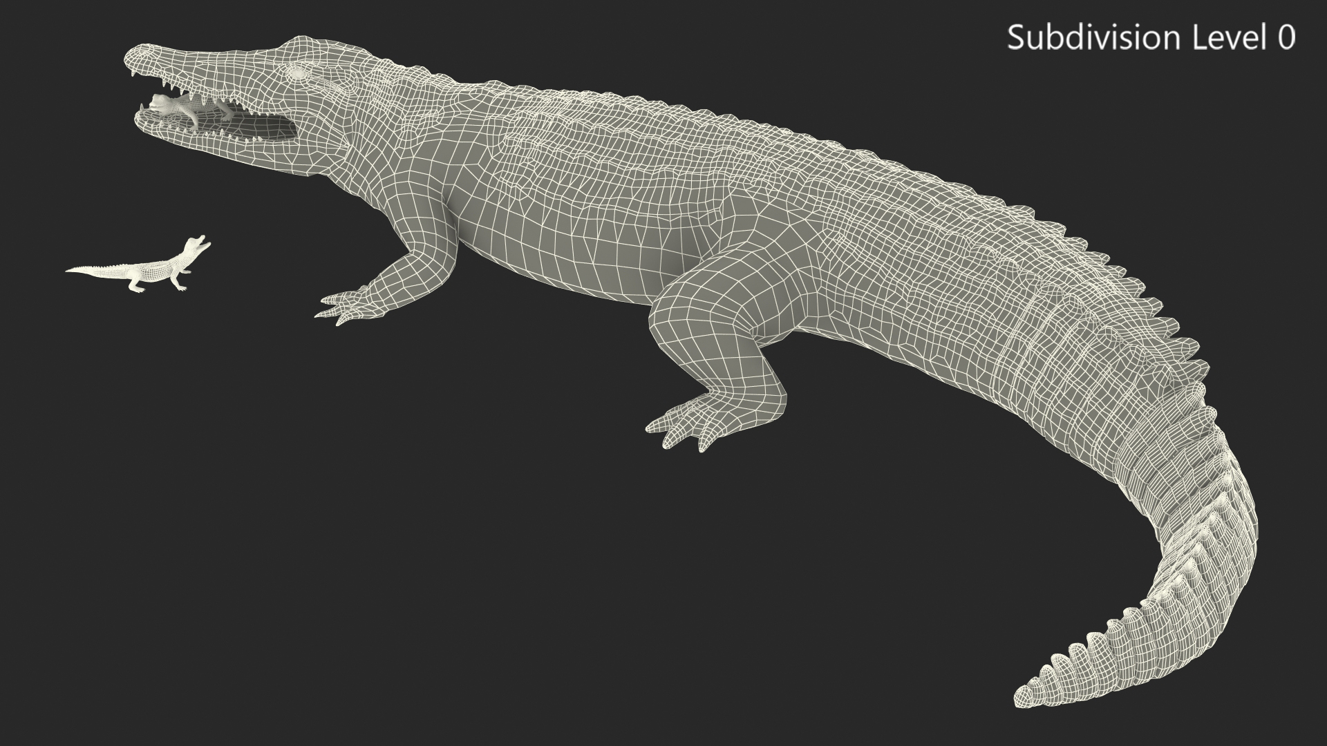 3D model Mother Crocodile Carrying Baby