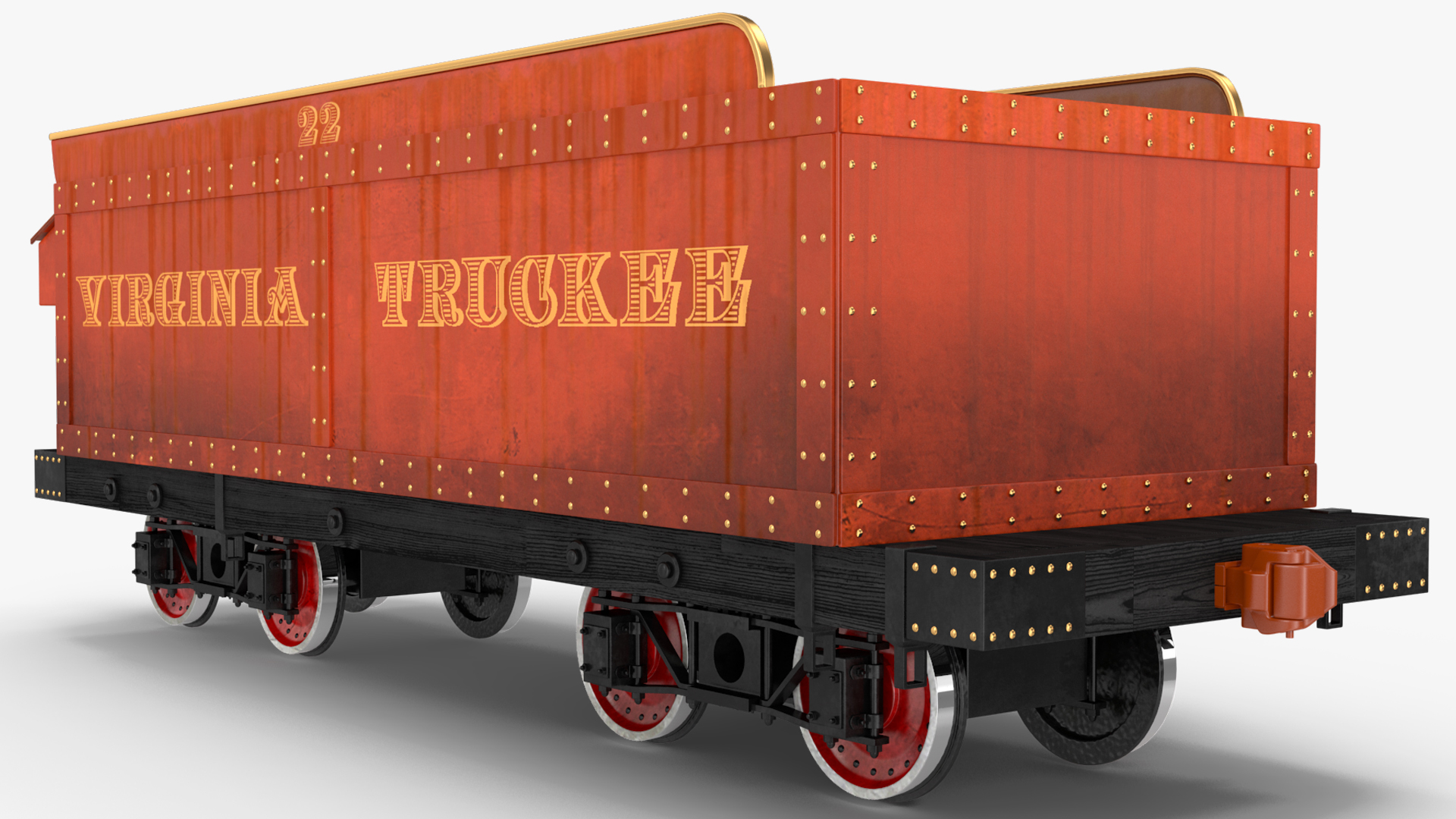 3D Old Steam Locomotive and Freight Wagon model