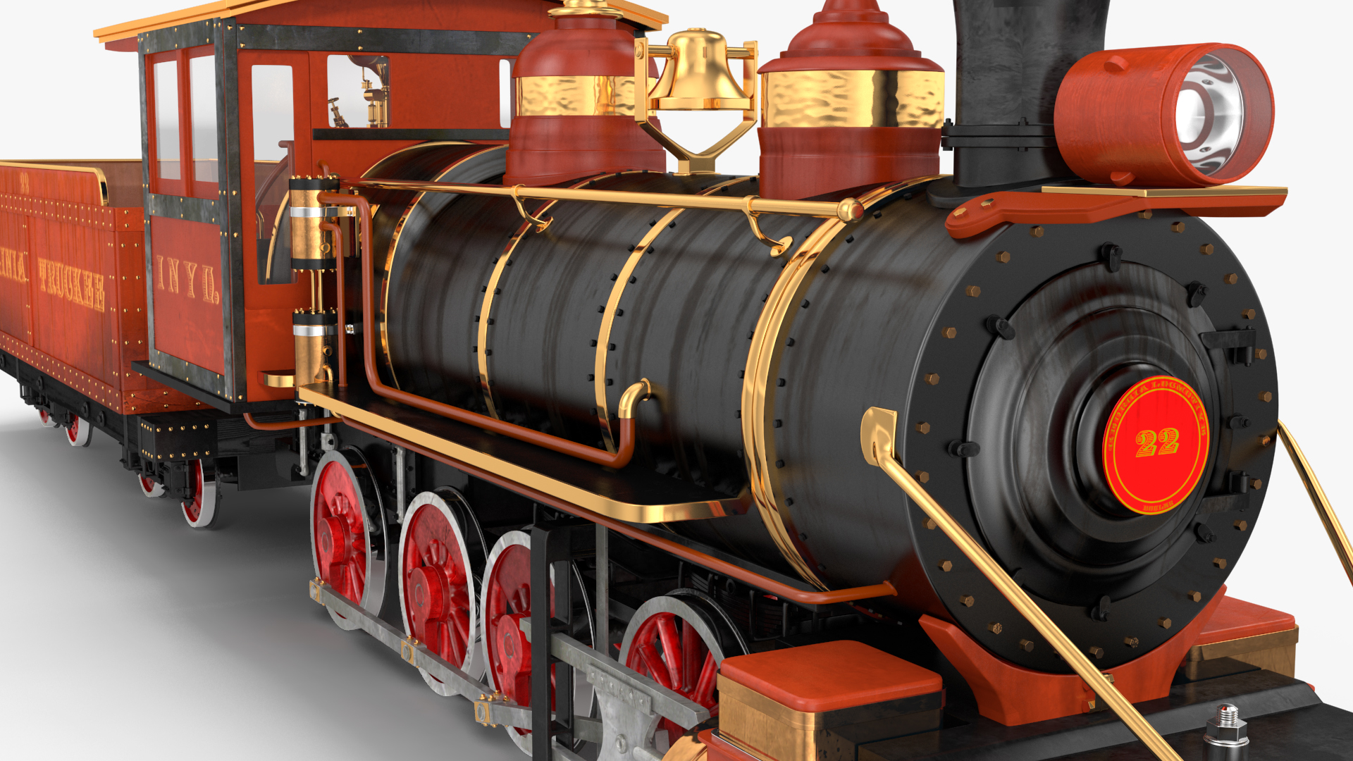 3D Old Steam Locomotive and Freight Wagon model