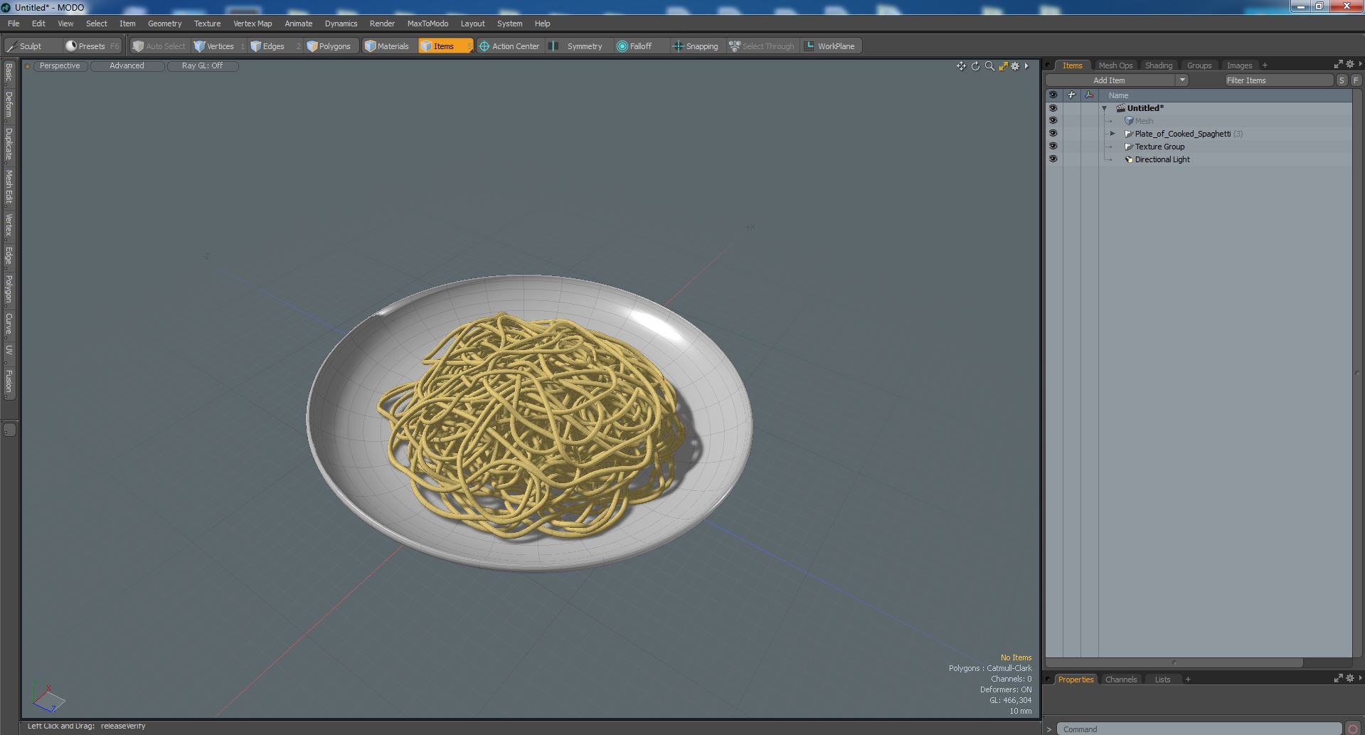 3D model Plate of Cooked Spaghetti