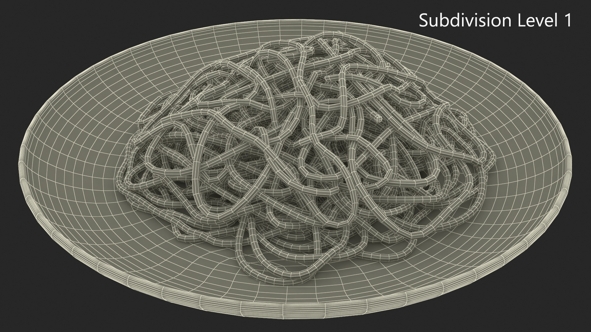 3D model Plate of Cooked Spaghetti