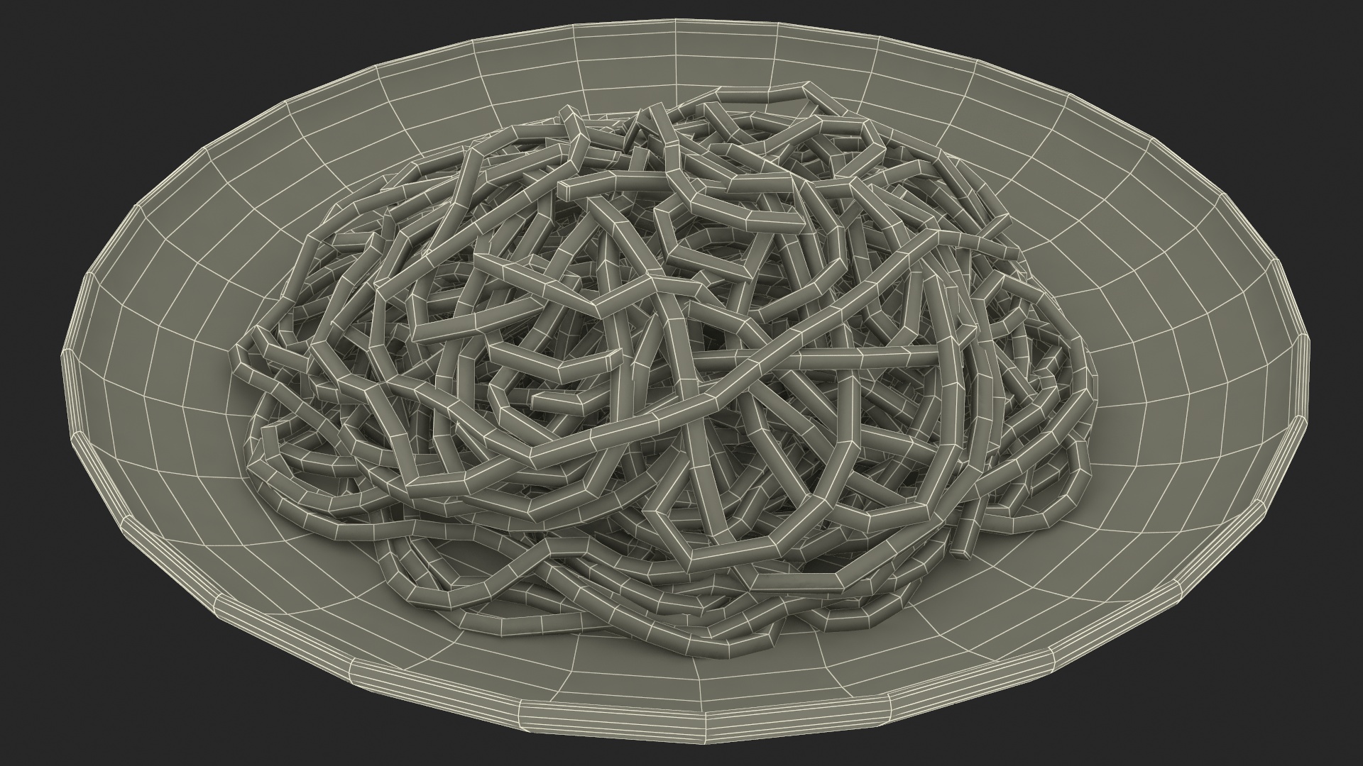 3D model Plate of Cooked Spaghetti